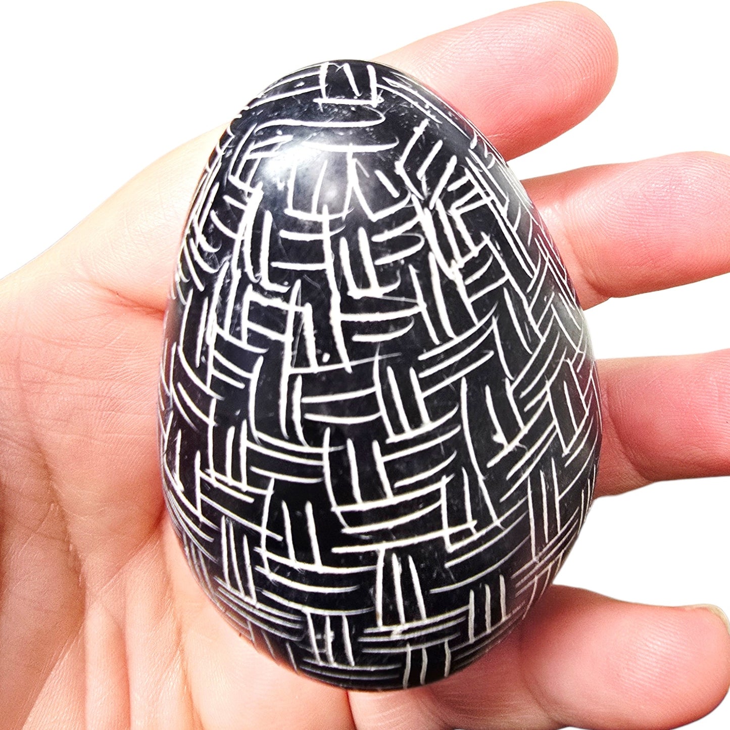 4 Hand Carved African Kisii Soapstone Eggs Kenya Decorative Stone Paperweights