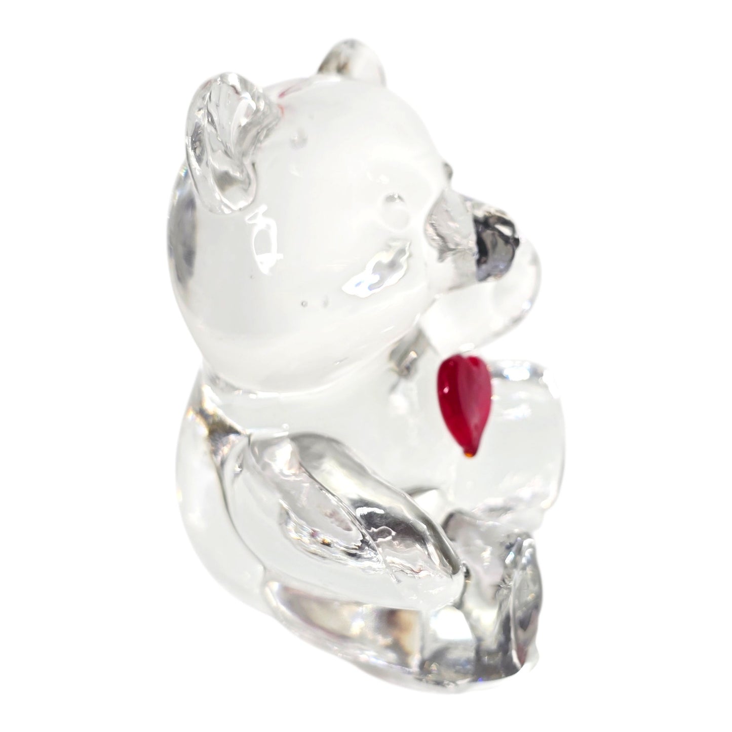 Fenton Art Glass Crystal Bear Figurine Ruby Red Heart Valentine July Birthstone