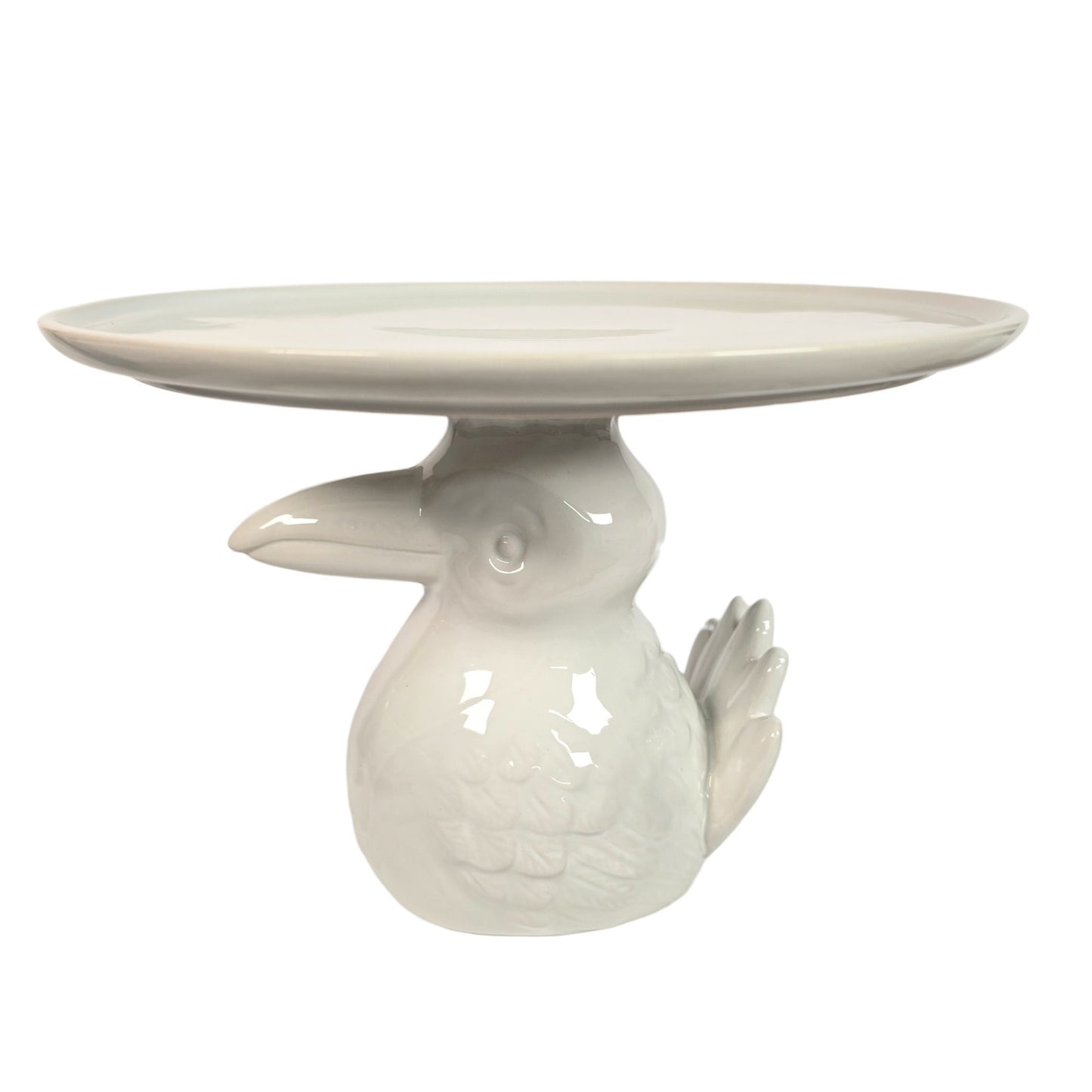The Cellar Macy's Whimsical White Figural Toucan Ceramic Cake Stand 10.25"