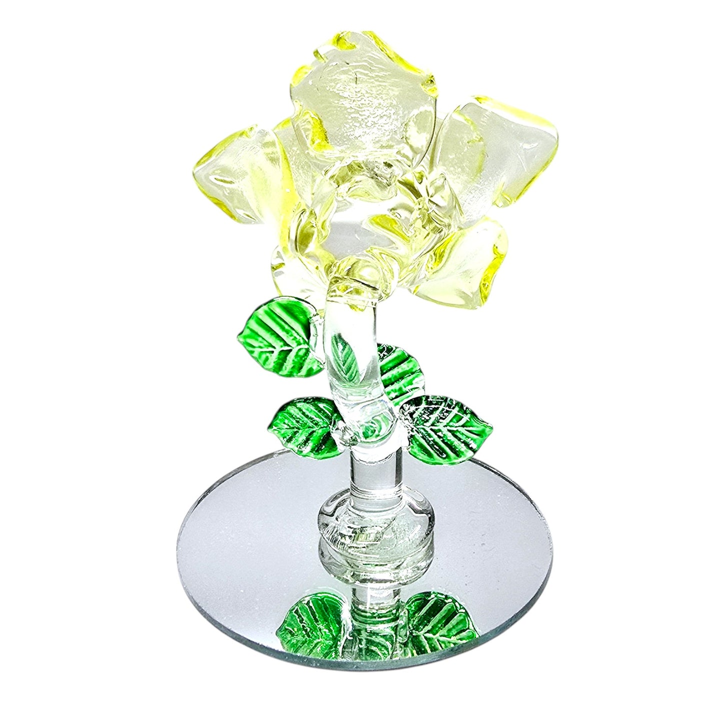 Small Art Glass Yellow Flower on Mirror