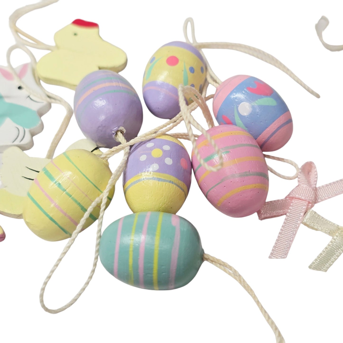 Vtg Tabletop Mini Easter Tree Decor Set - 16 Ornaments -Story of the Easter Tree