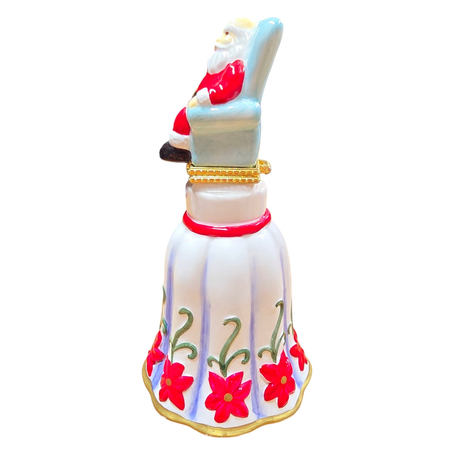 Resting Santa Hinged Box Bell, Ceramic Santa Trinket Box