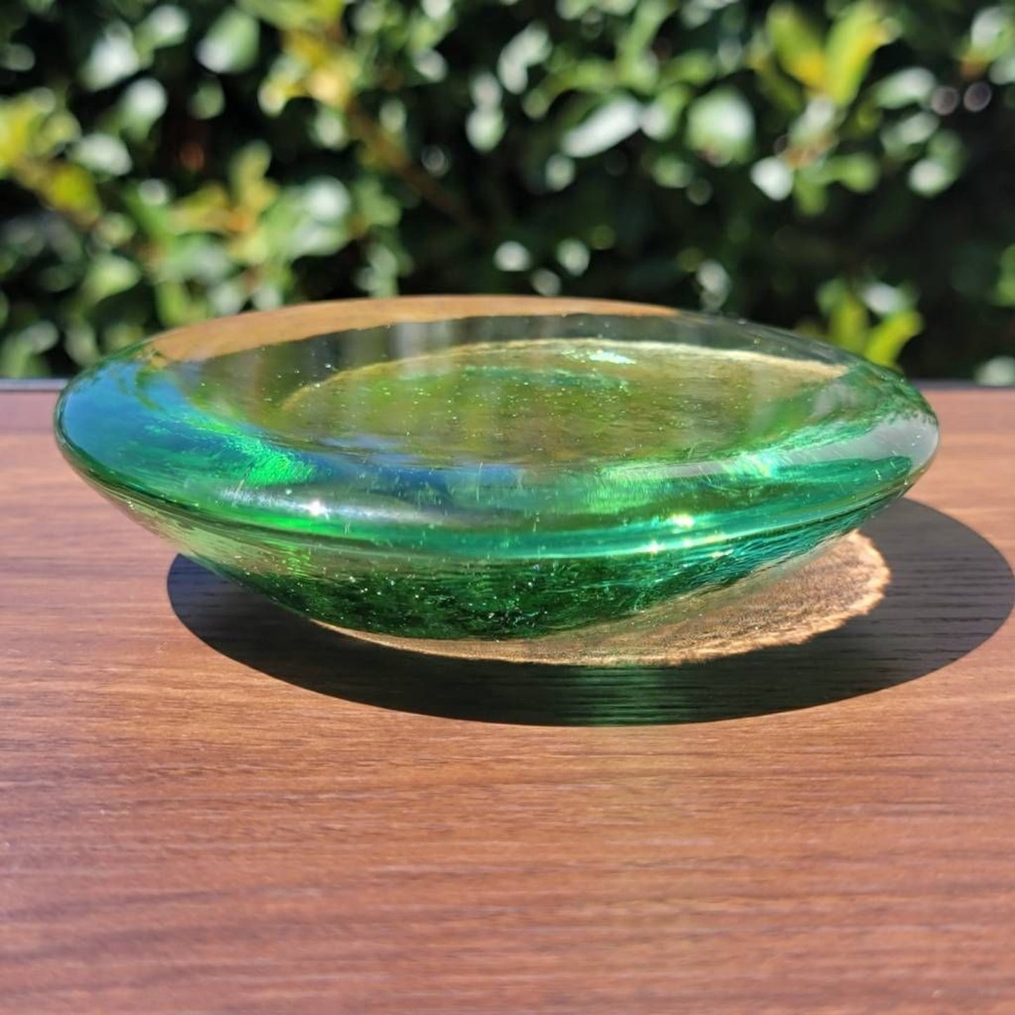 Fire And Light Celery Green Recycled Glass Candle Stand Disc Paperweight 4.25"