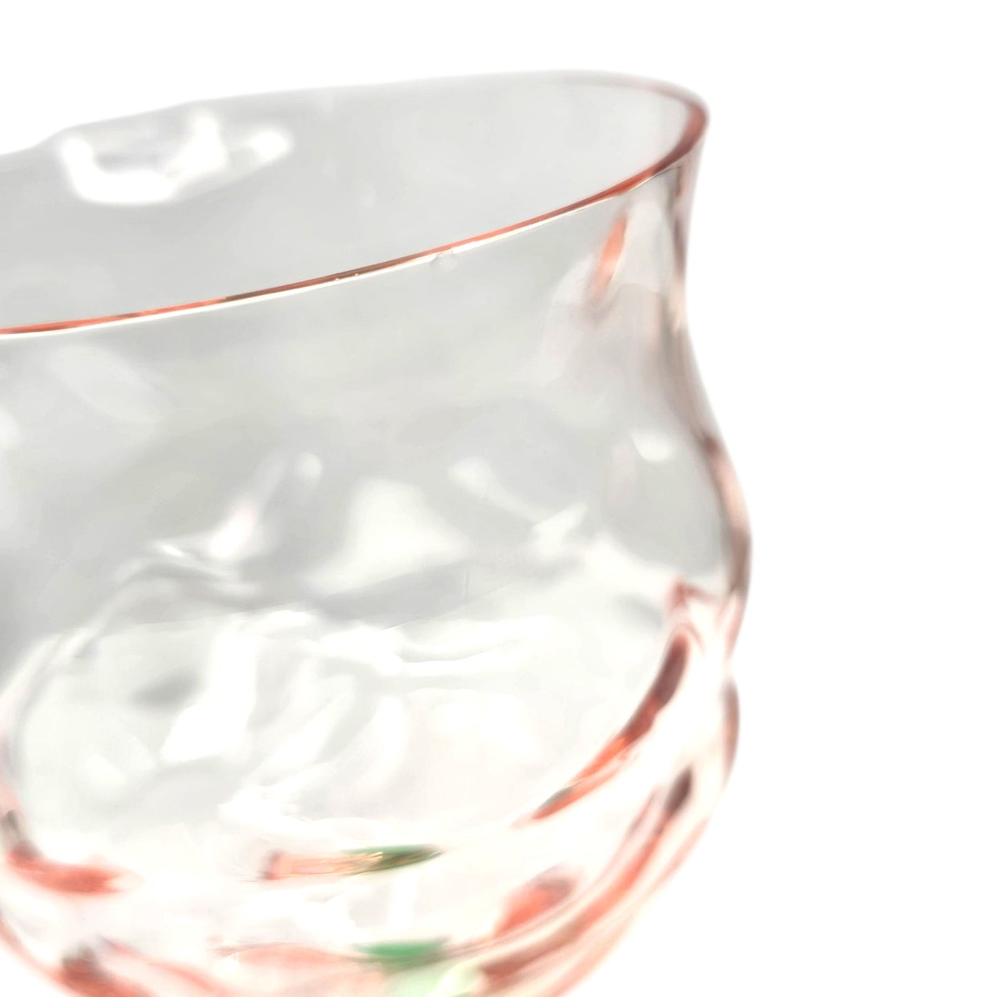 AS IS Tiffin Watermelon Uranium Glass Cocktail Coupe Champagne Glasses Set of 2