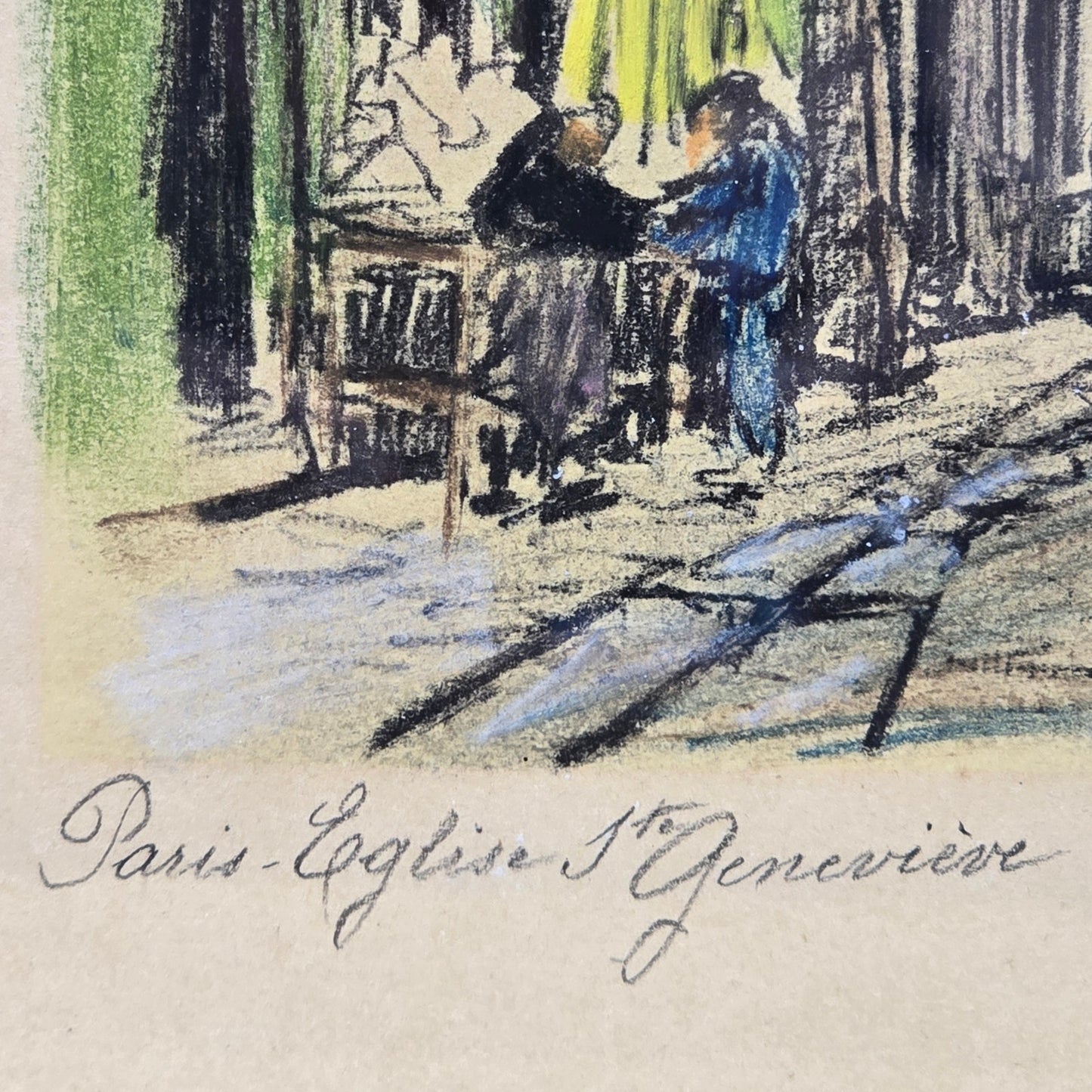 Signed Barday French Artist Lithograph Paris Eglise st Genevieve Paris Scene Vtg