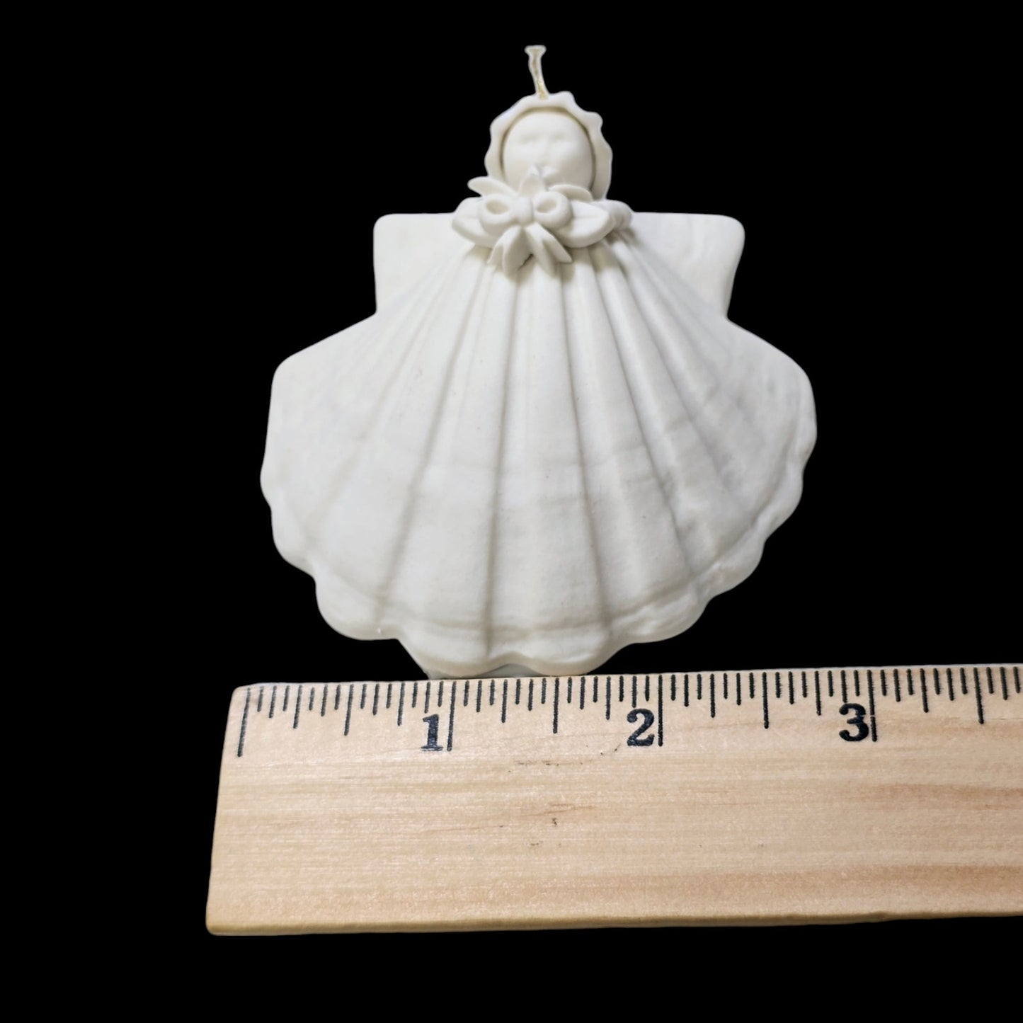 Vintage 1987 Margaret Furlong Porcelain Bisque Bouquet Angel Seashell Ornament 3"