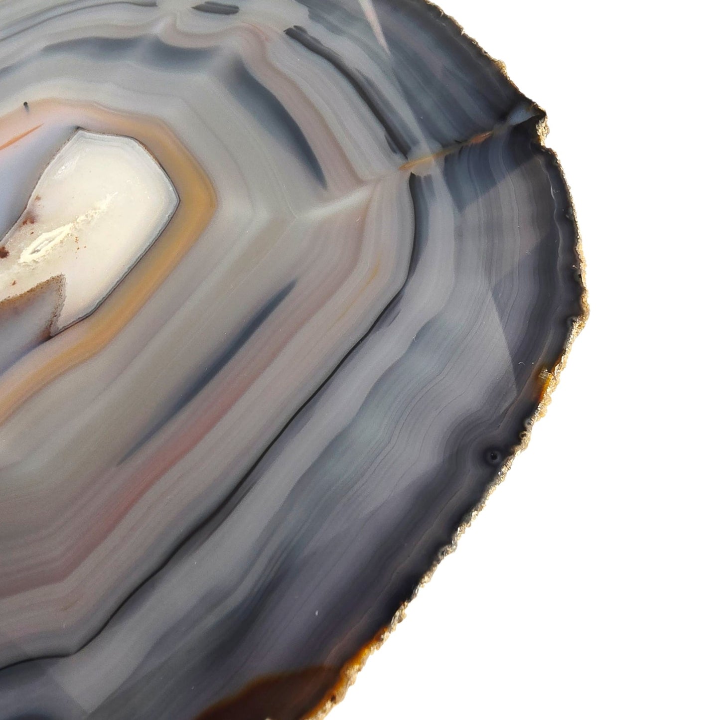 Large Sliced Agate Slab with Small Exposed Druzy Gray Blues