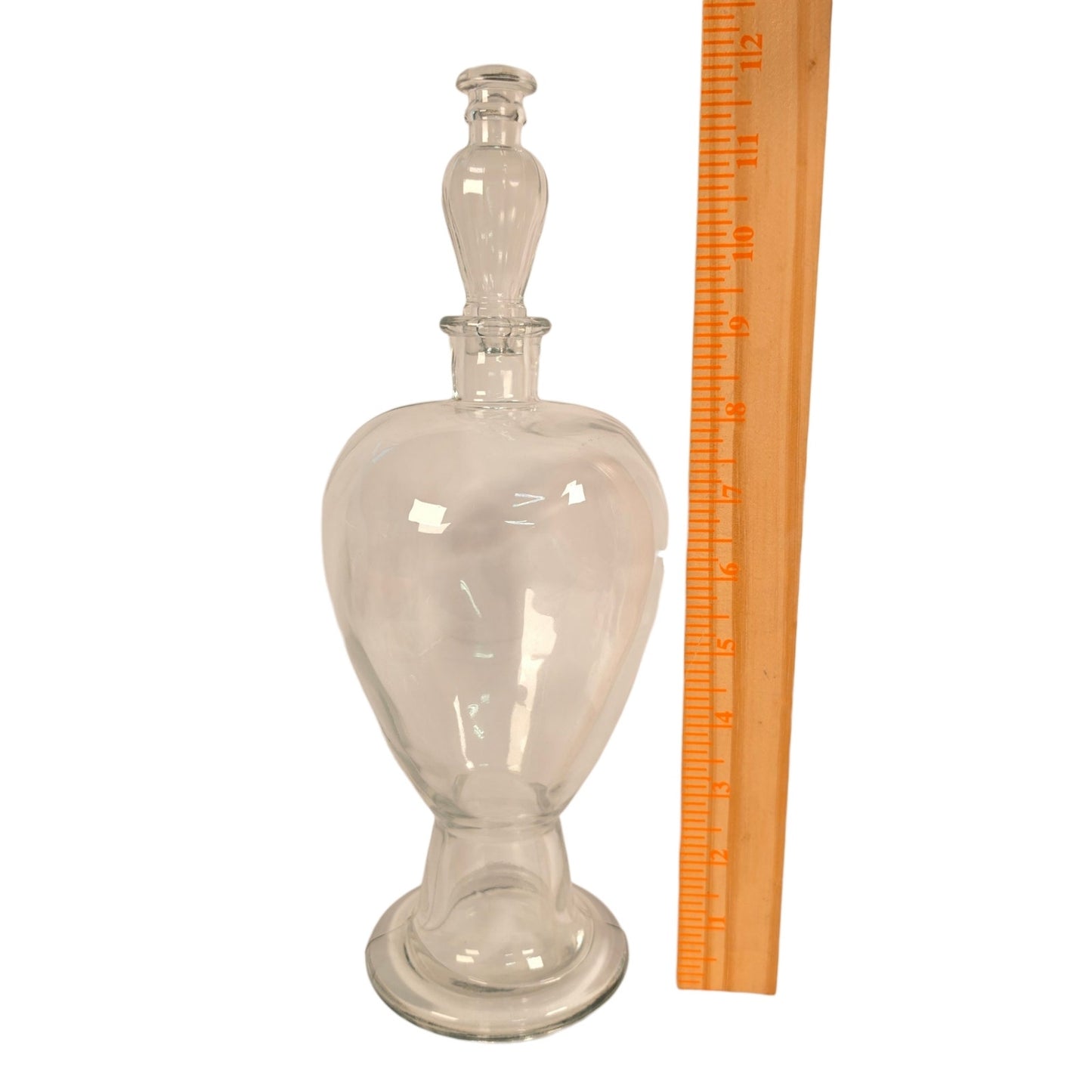 Antique Apothecary Show Bottle Ribbed Stopper Glass Pharmacy Jar 365 UV Reactive
