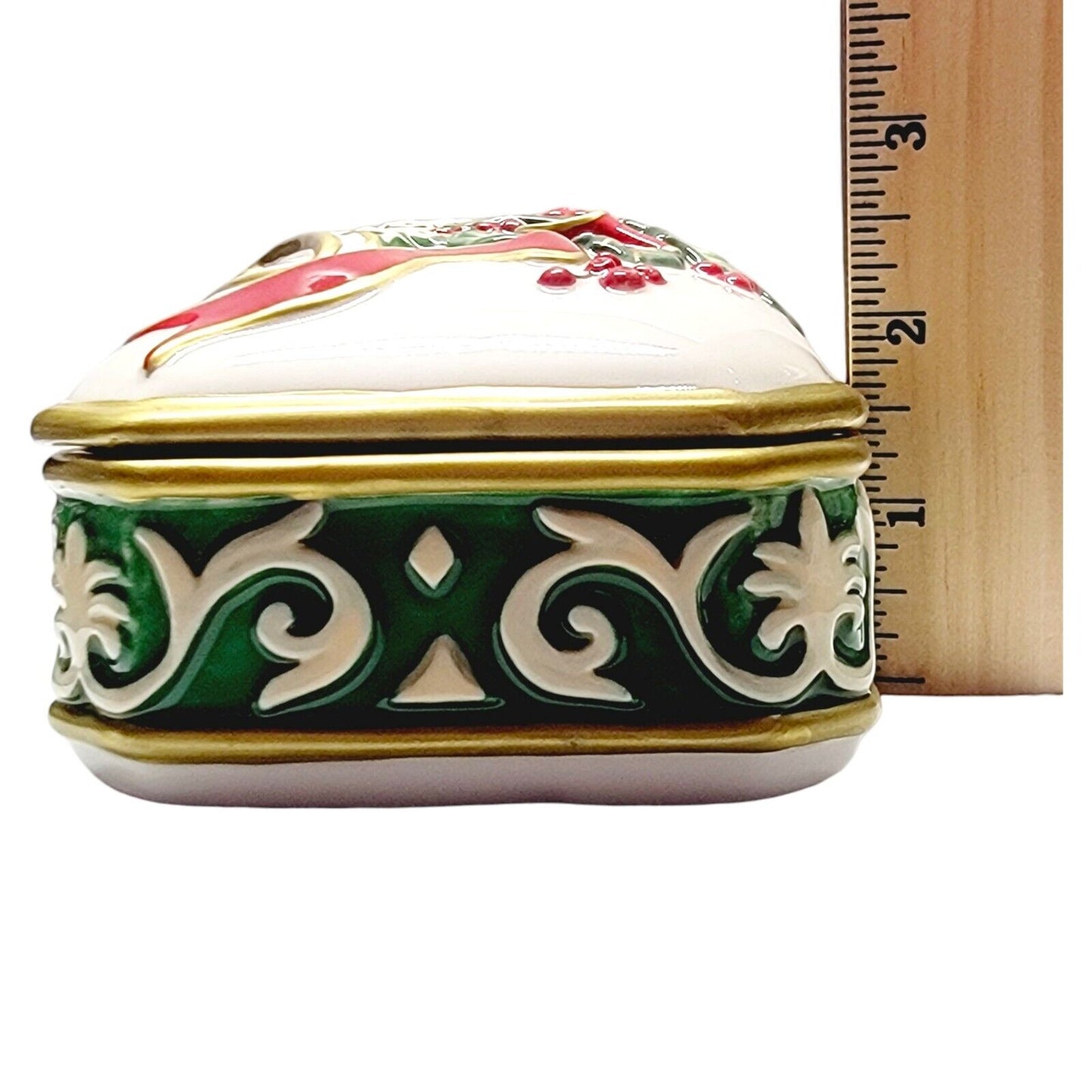 Fitz and Floyd Christmas Bells Porcelain Lidded Trinket Box 2004