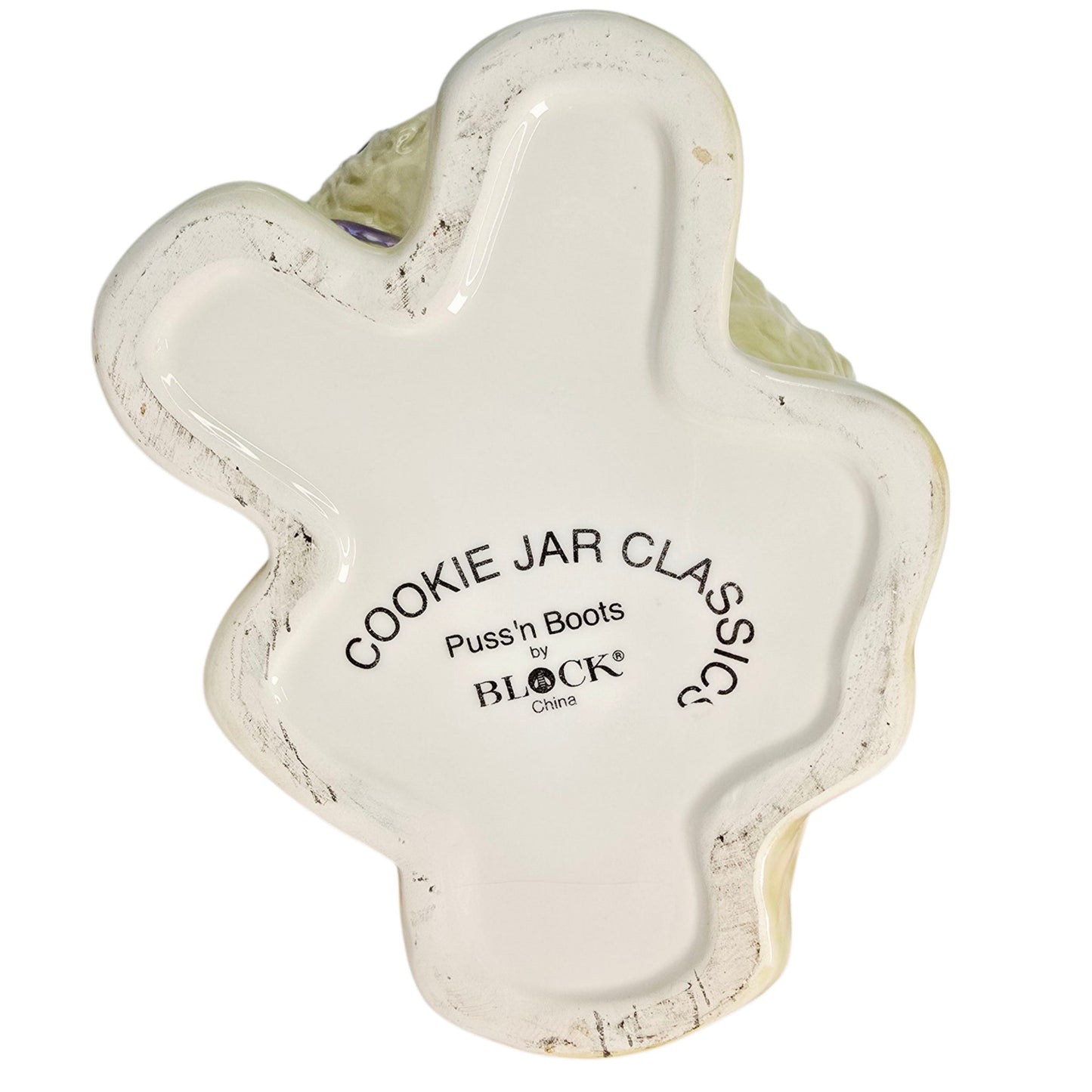 Block Puss 'n Boots Ceramic Cat Cookie Jar Floral Adorable Cat