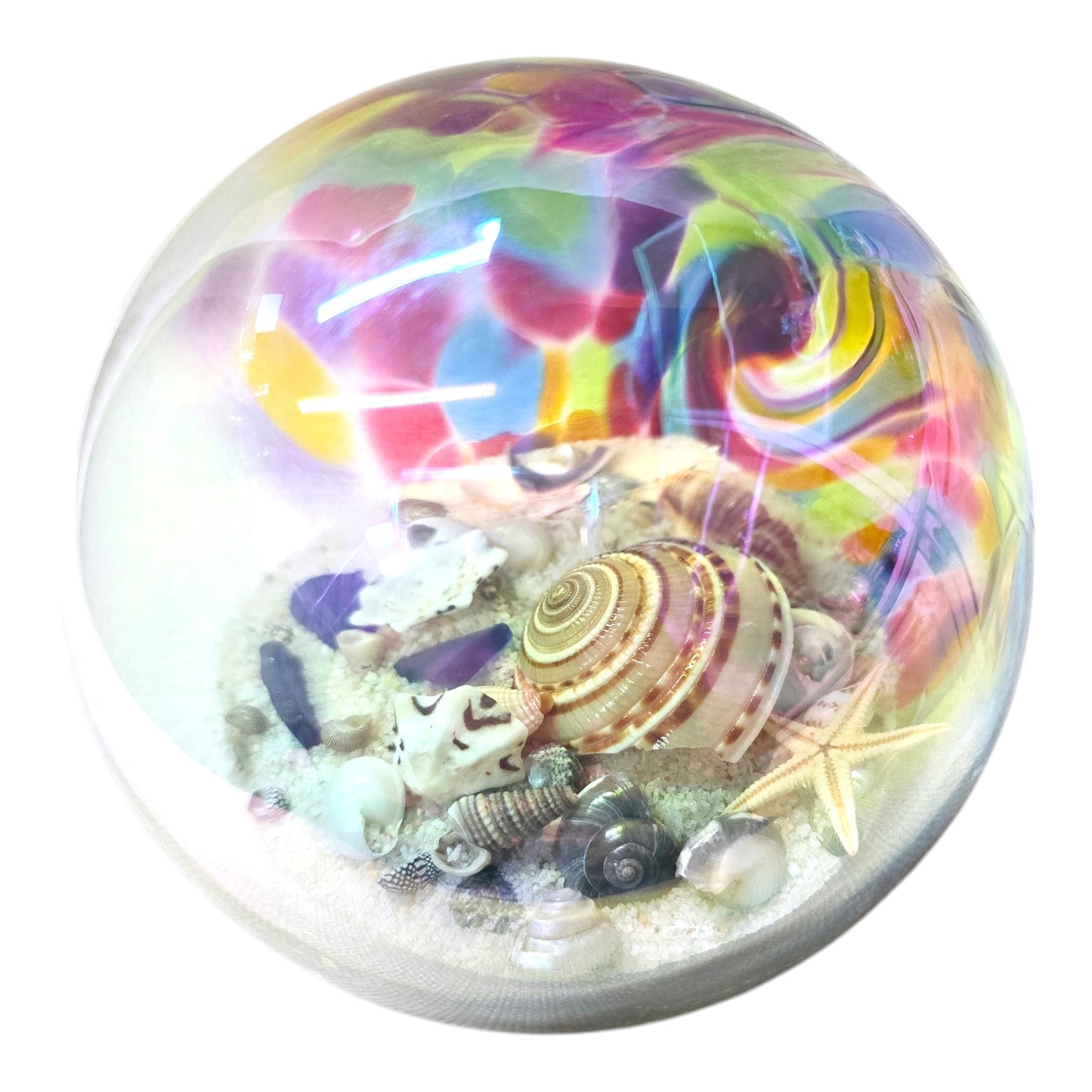 Glass Eye Studios Seashell & Sand Globe Paperweight