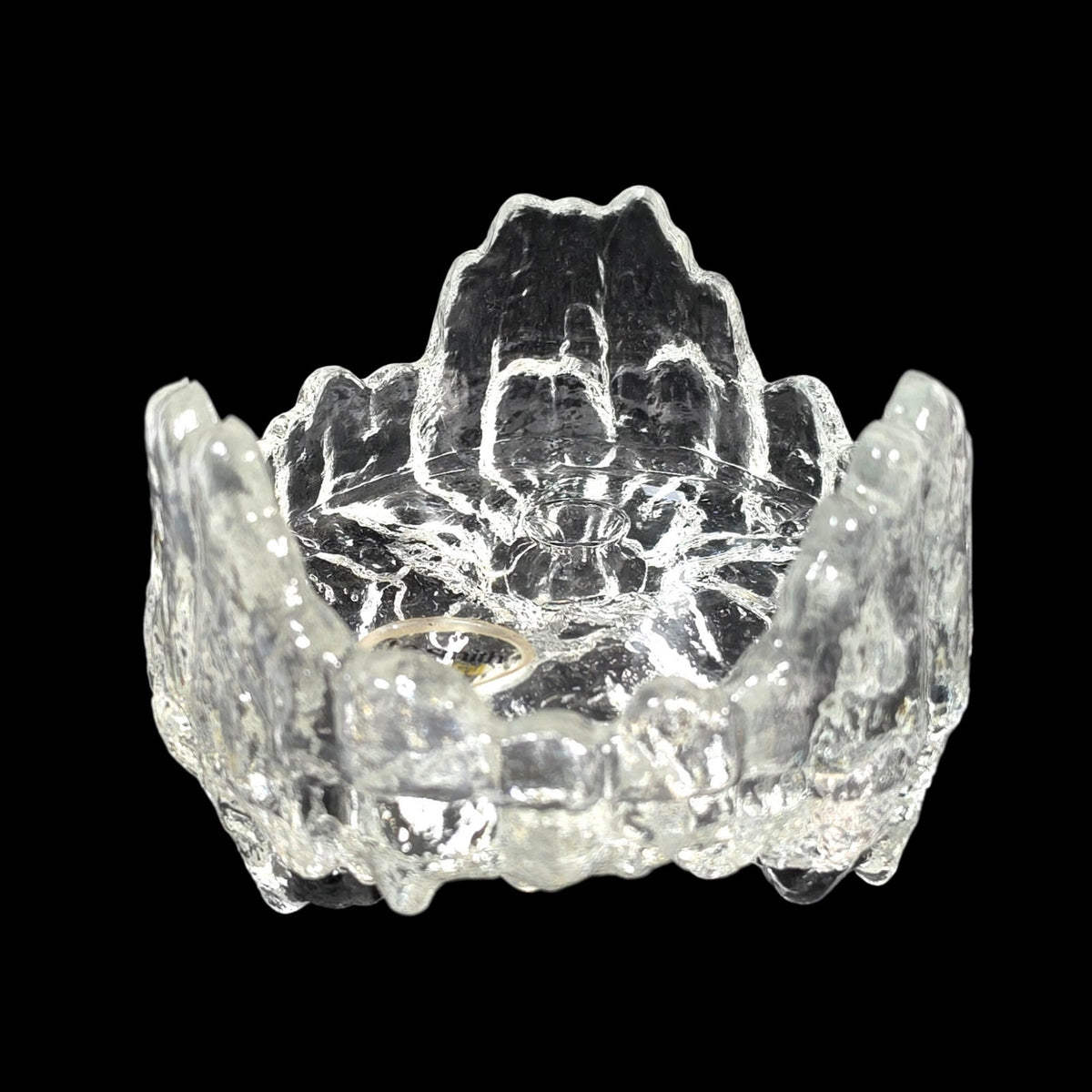 Vintage L.E. Smith Crystal Ice Glass Reversible Pillar 3 Taper Candle Holder