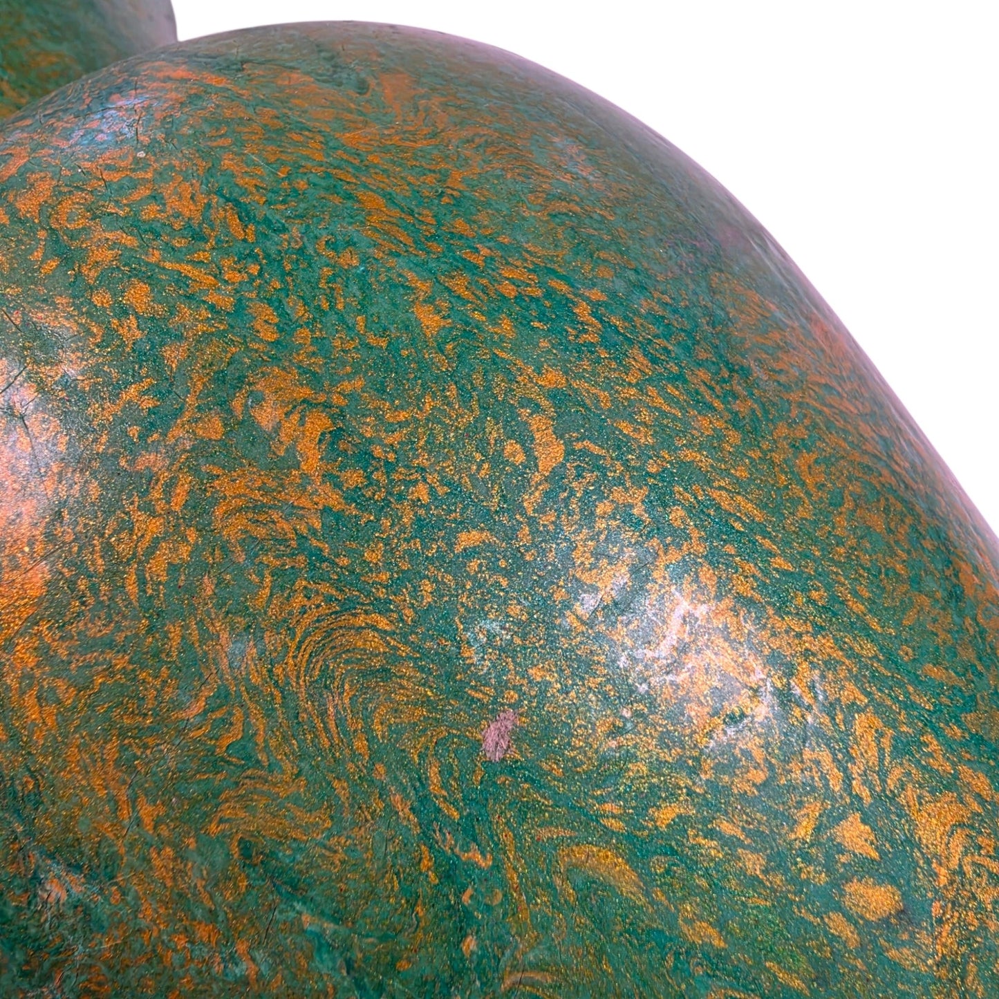Fluid Art Glass Vase Green Gold Metallic Hand Painted Decorative Statement Piece