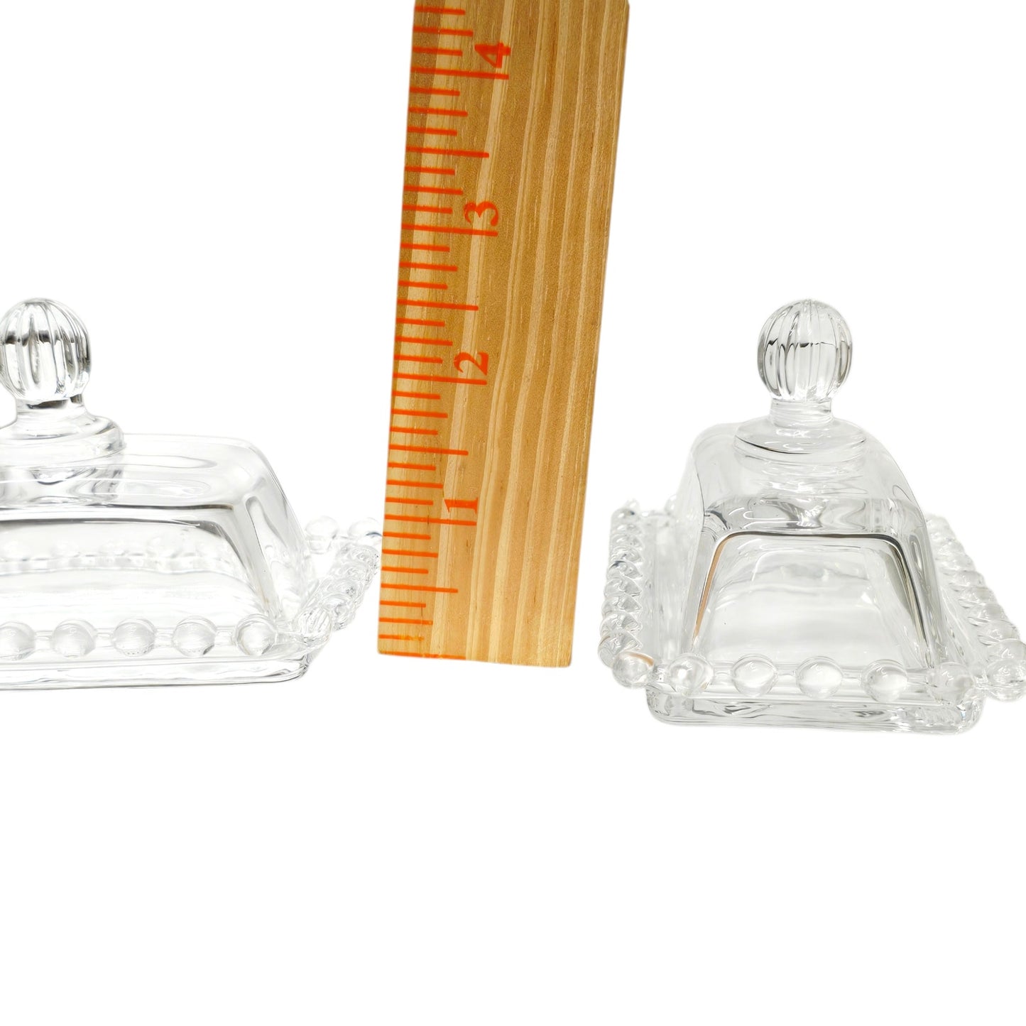 Circleware Mini Glass Butter Dishes - Set of 2 Vintage Style Clear Pressed Glass