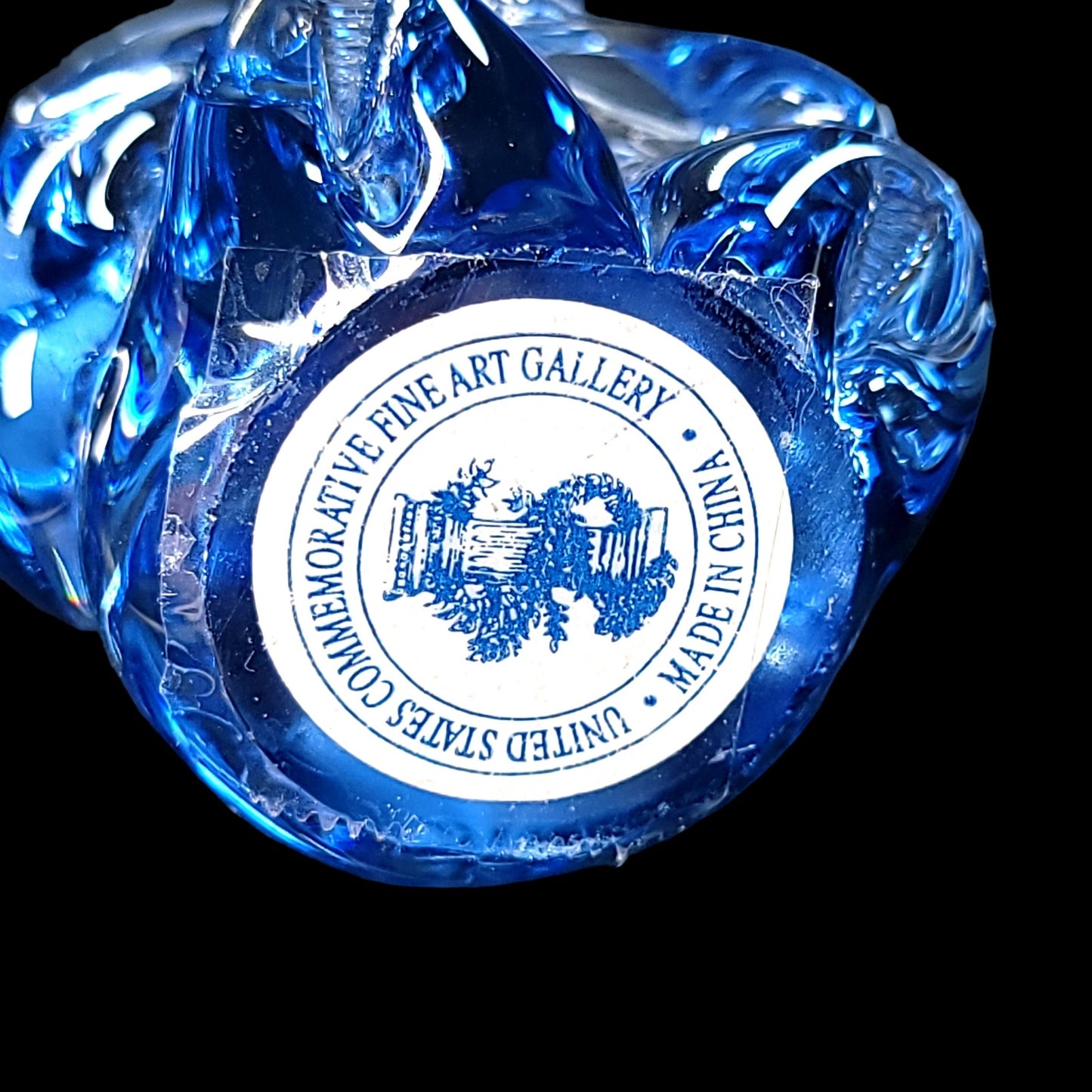 United States Commemorative Fine Art Gallery Blue Glass Koala Bear Paperweight