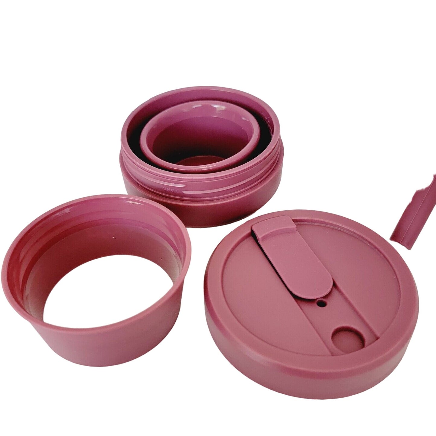 Collapsible Travel Cup Plum for Hot and Cold with 4 Reusable Straws