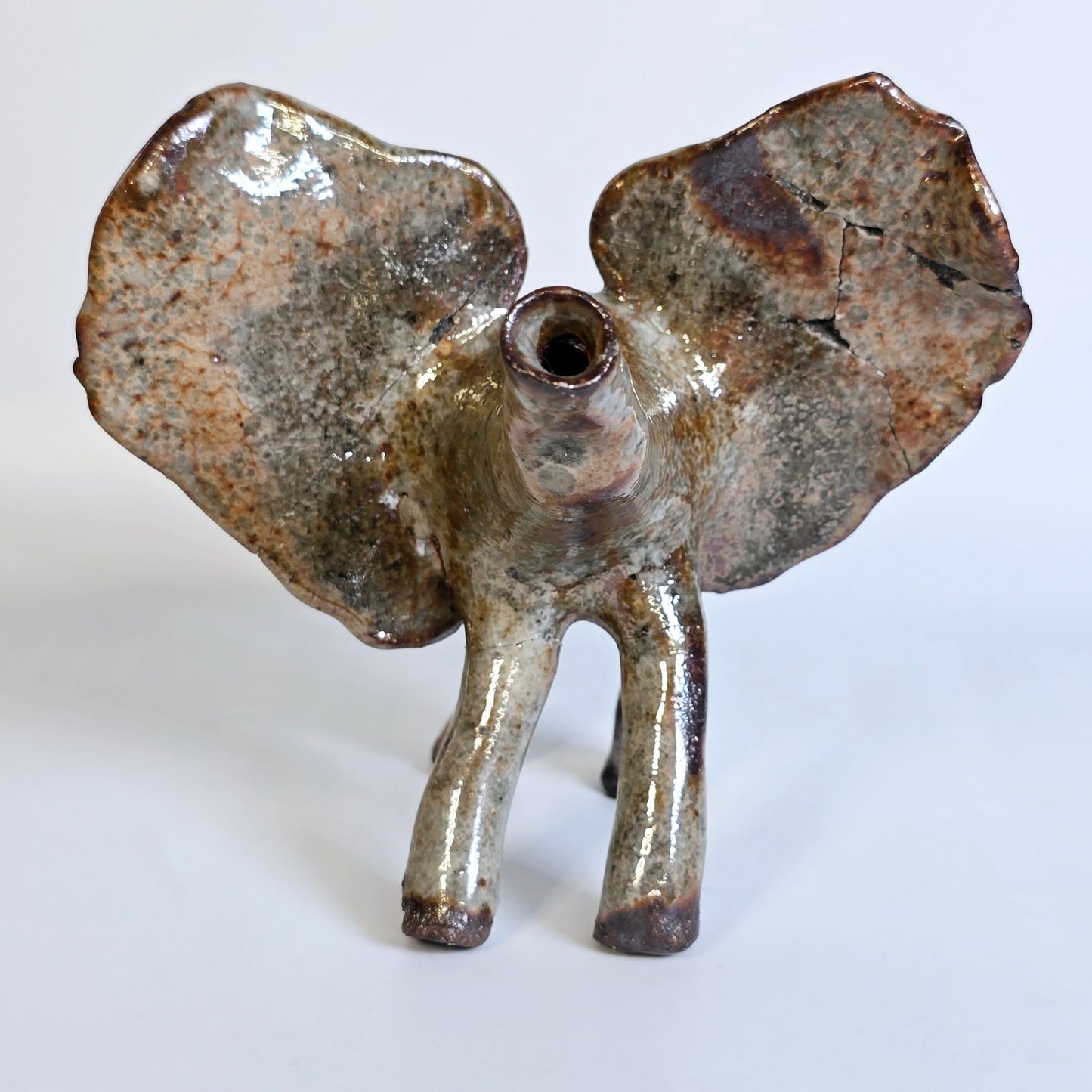 AS IS Studio Art Elephant, Hobbiest Pottery Elephant FIgurine, Repaired Ear