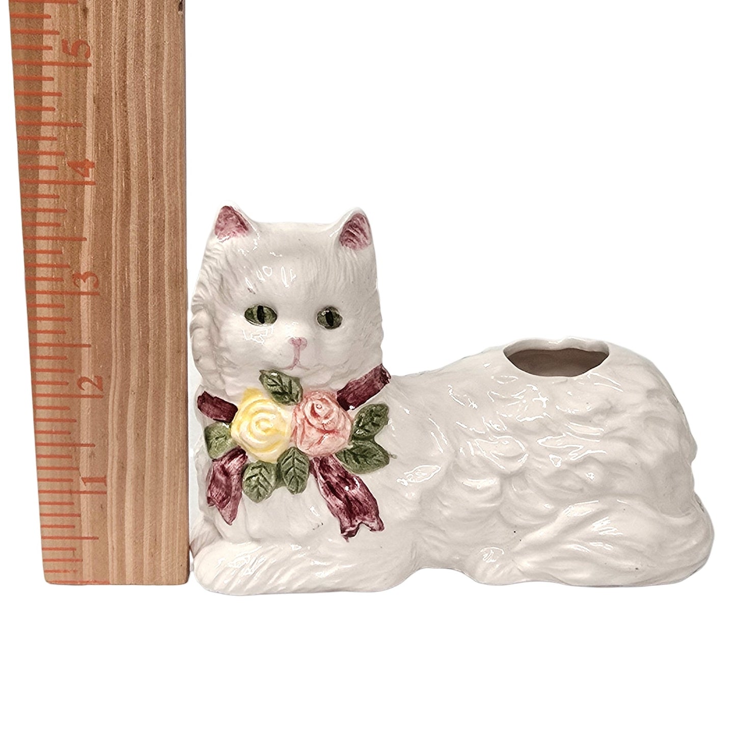 Vintage Artmark White Persian Cat Cosmetic Brush Holder - NIB