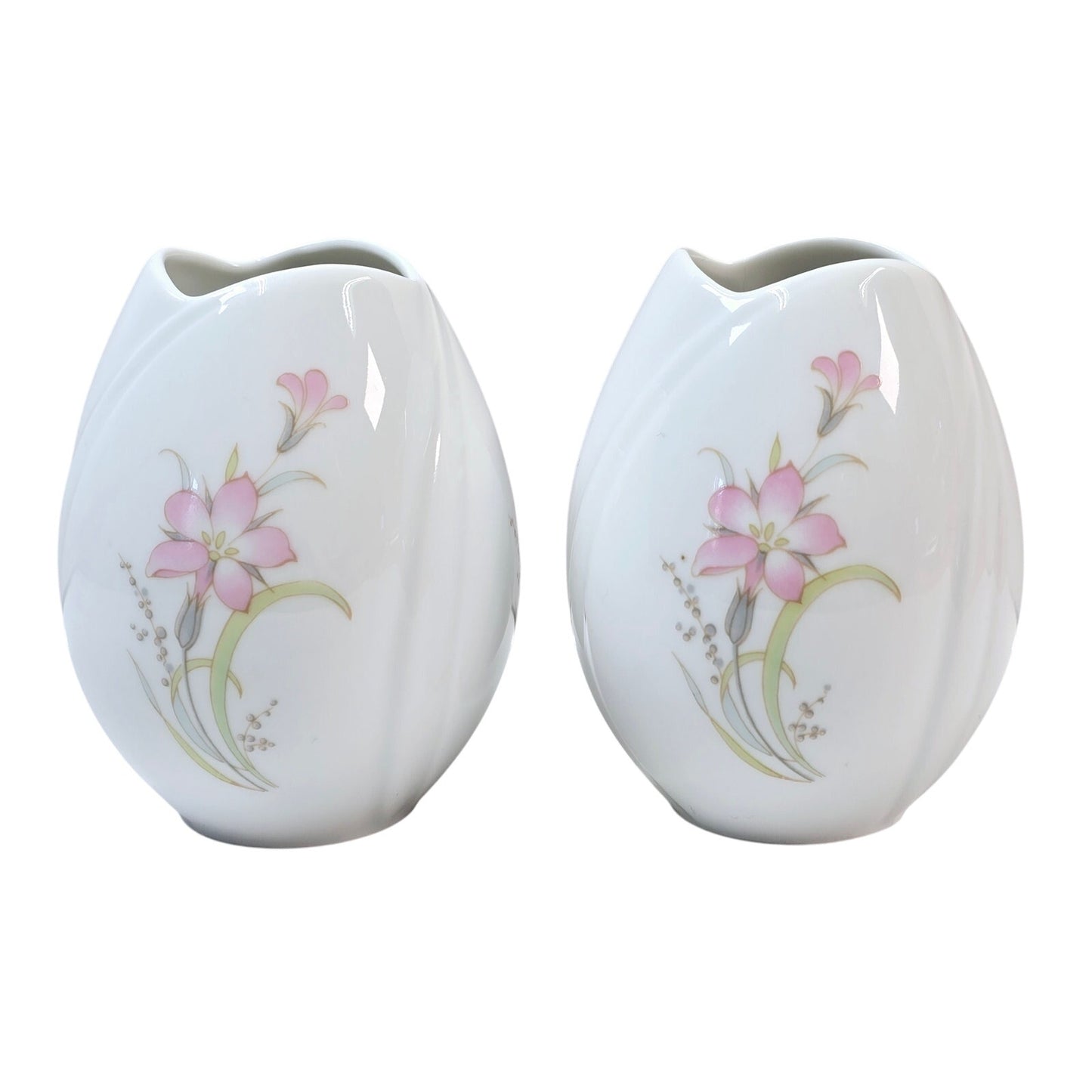 Set of 2 Porcelain Arzberg Tulip Vases Germany, Tulipano Vase, Egg-Shaped Vase