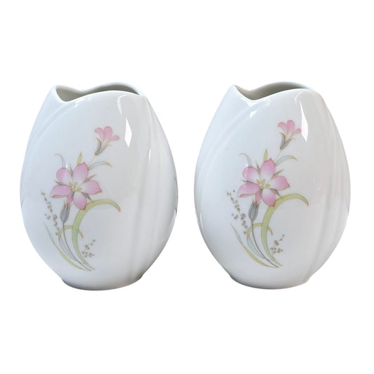 Set of 2 Porcelain Arzberg Tulip Vases Germany, Tulipano Vase, Egg-Shaped Vase