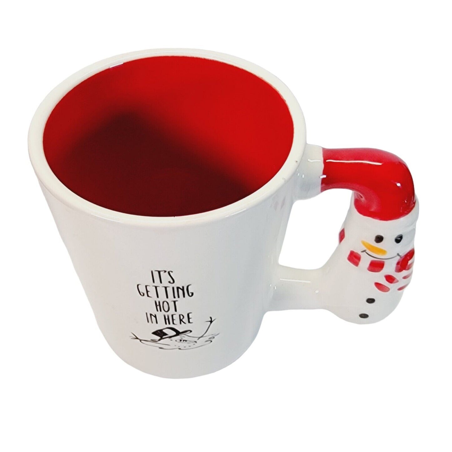 California Pantry Ceramic Christmas Mug It's Getting Hot in Here Snowman Handle