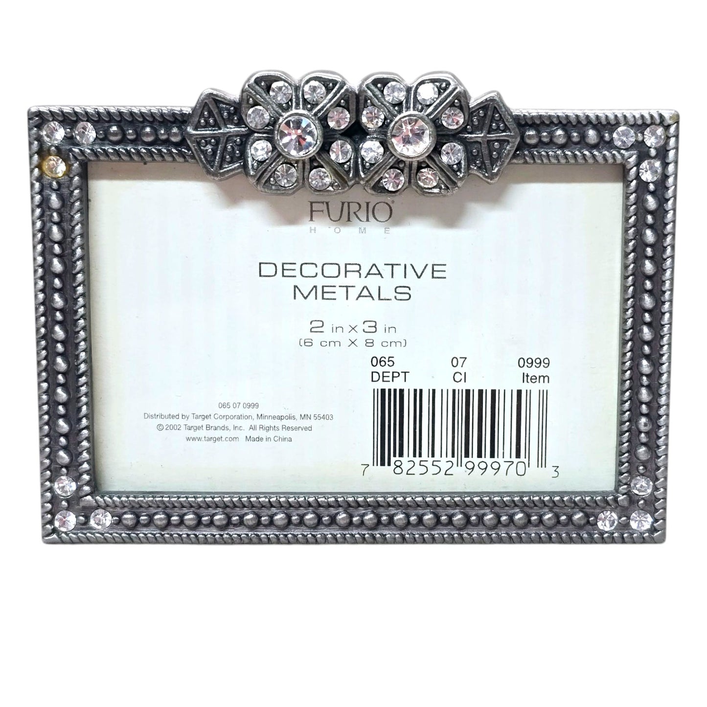 FURIO Home Decorative Metals Frame Jeweled 2x3" Frame Rhinestone Art Deco Floral