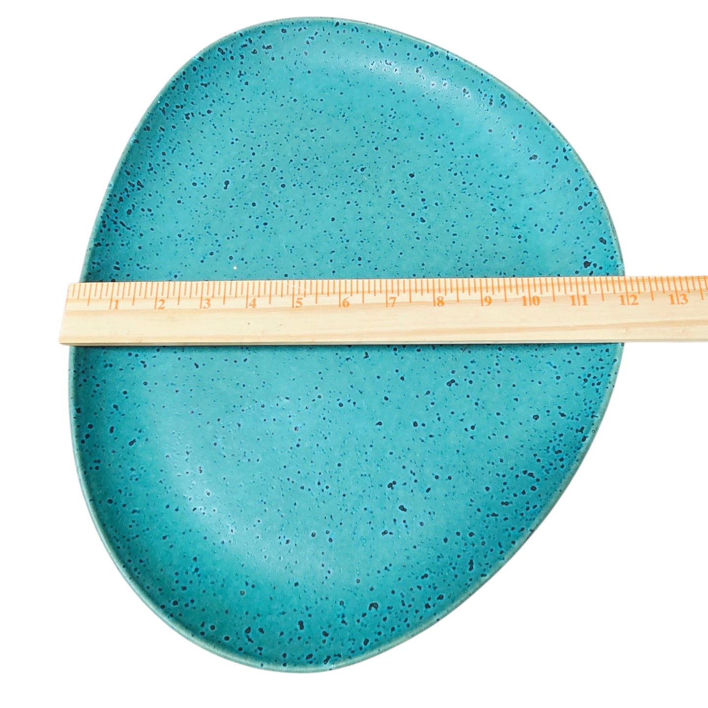 Anthropologie Zoysia Turquoise Speckled Ceramic Oval Platter - 15"