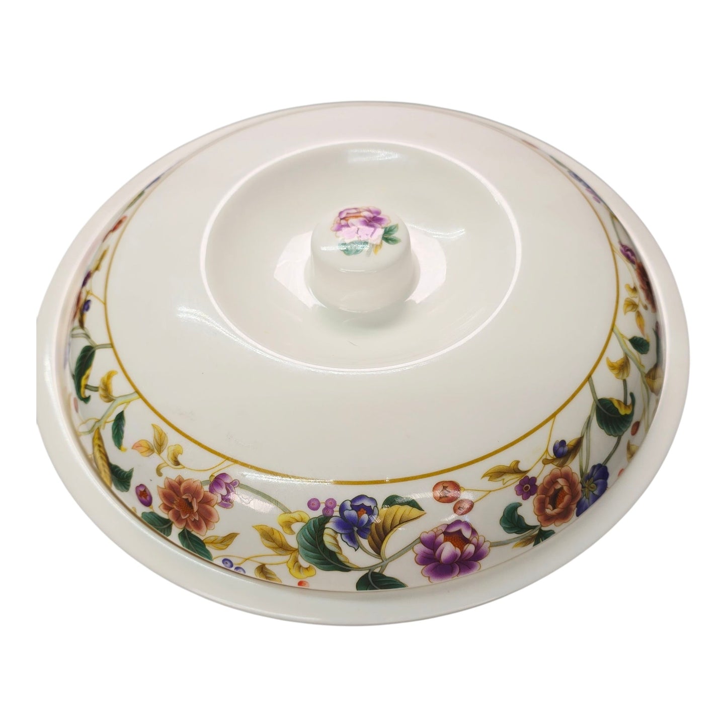 Large Floral Melamine Serving Bowl with Lid Shunta Ware Taiwan Vintage