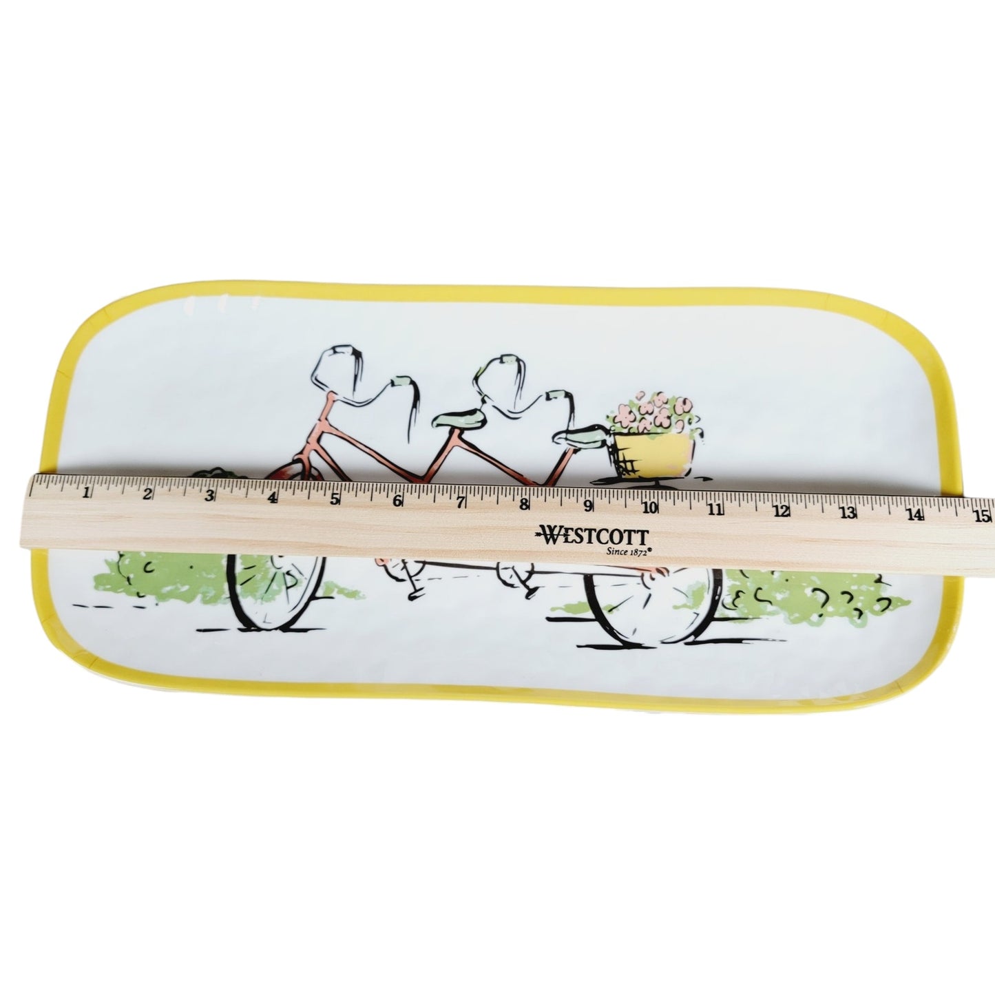 Rectangular Melamine Tray Tandem Bicycle 14x7 Rectangle Platter by Threshold White Yellow Trim