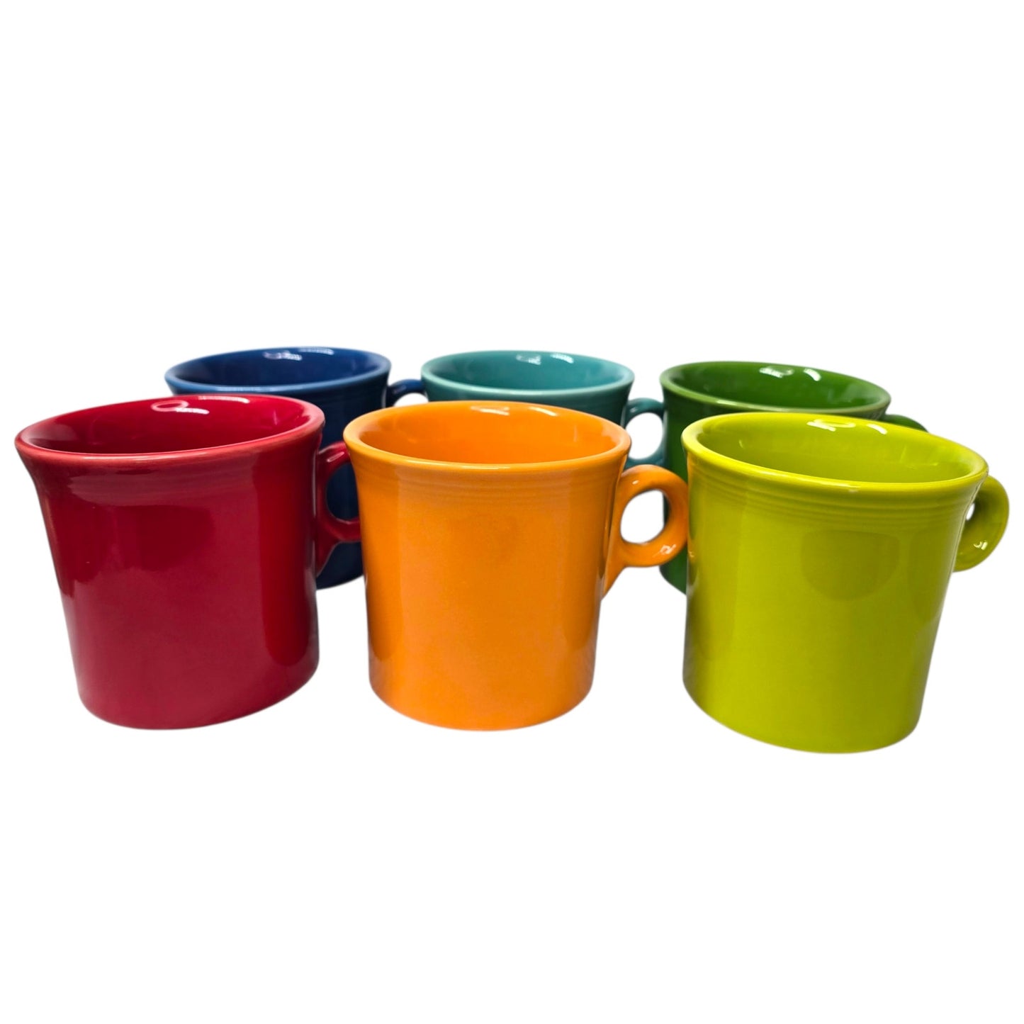 Set of 6 Fiesta Rainbow Ring Handle Mugs - Multi-Color Collection