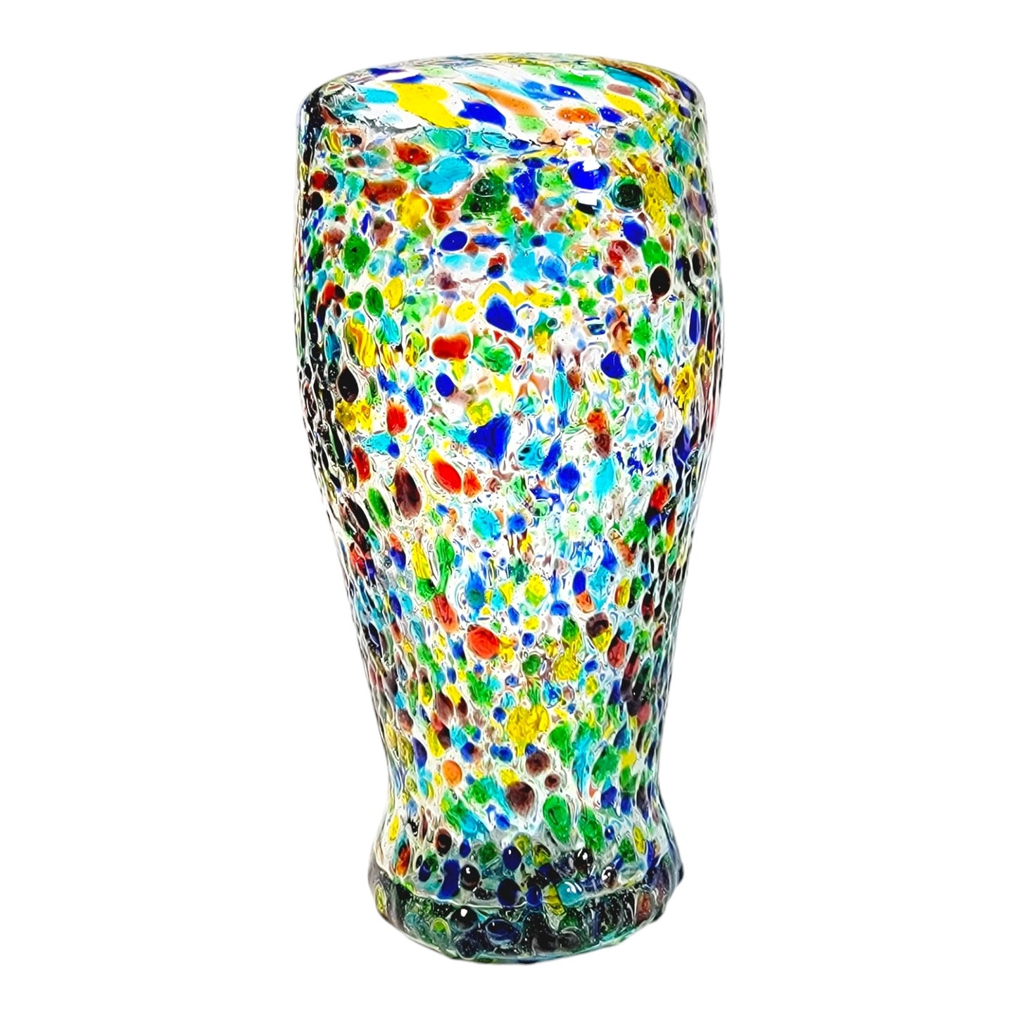 Bambeco Recycled Confetti Glass Beer Tumblers 14 oz. Set of 2 Hand-Blown Artisan Mexico 2017 NIB