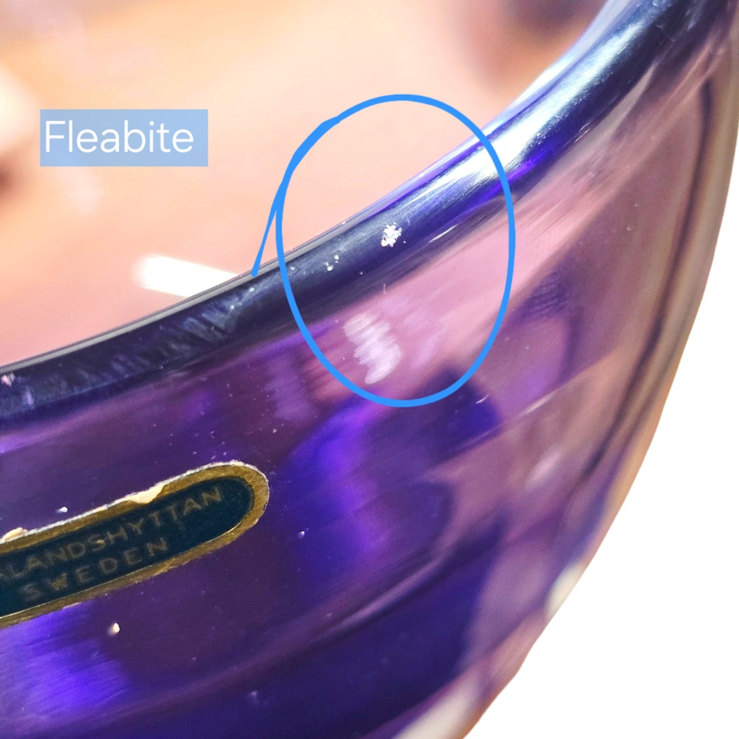 Authentic MCM Smålandshyttan Sweden Art Glass Candle Holder Purple Scandinavian