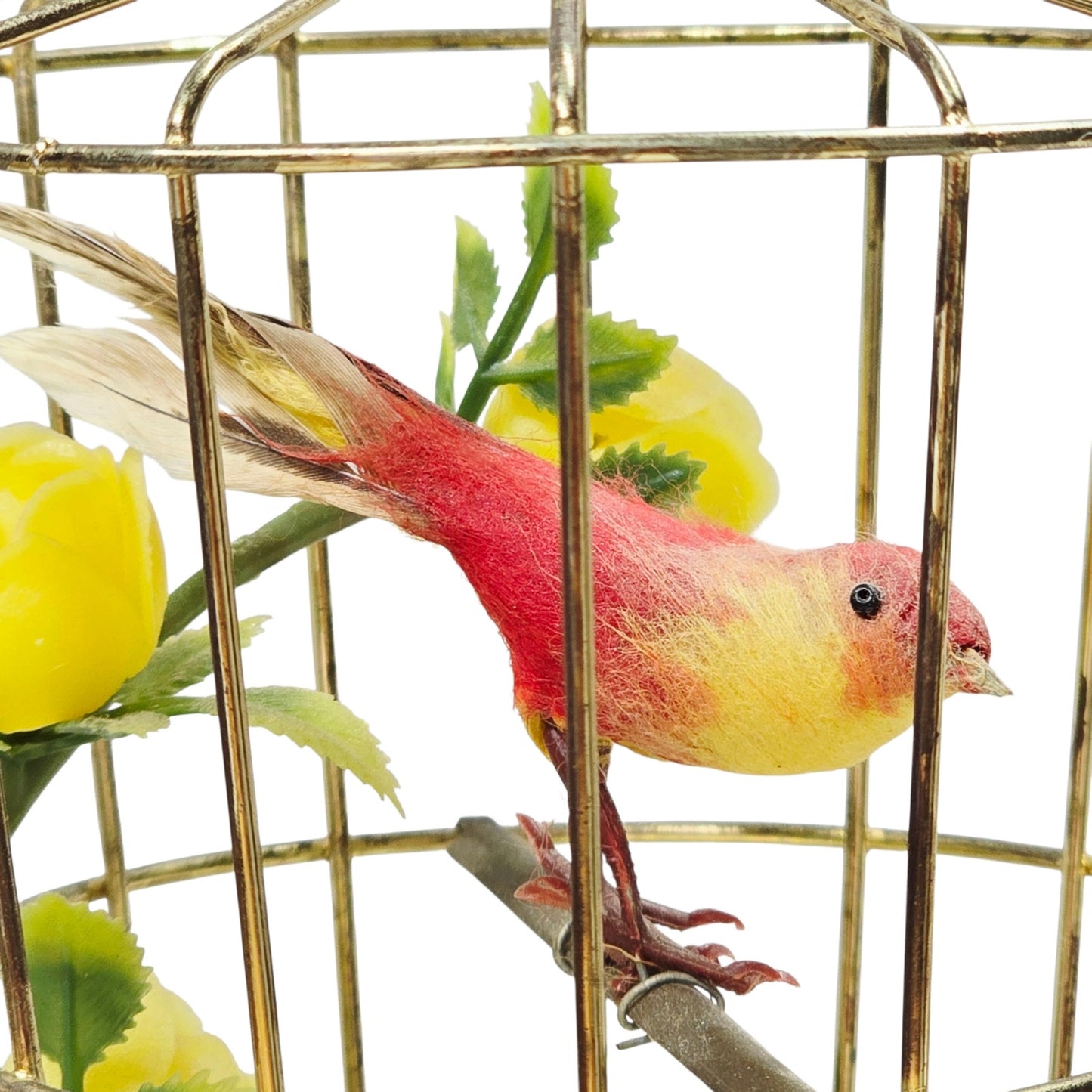 Mid-Century Vintage Singing Bird Cage Toy Music Chirping Bird 9V Battery Works!