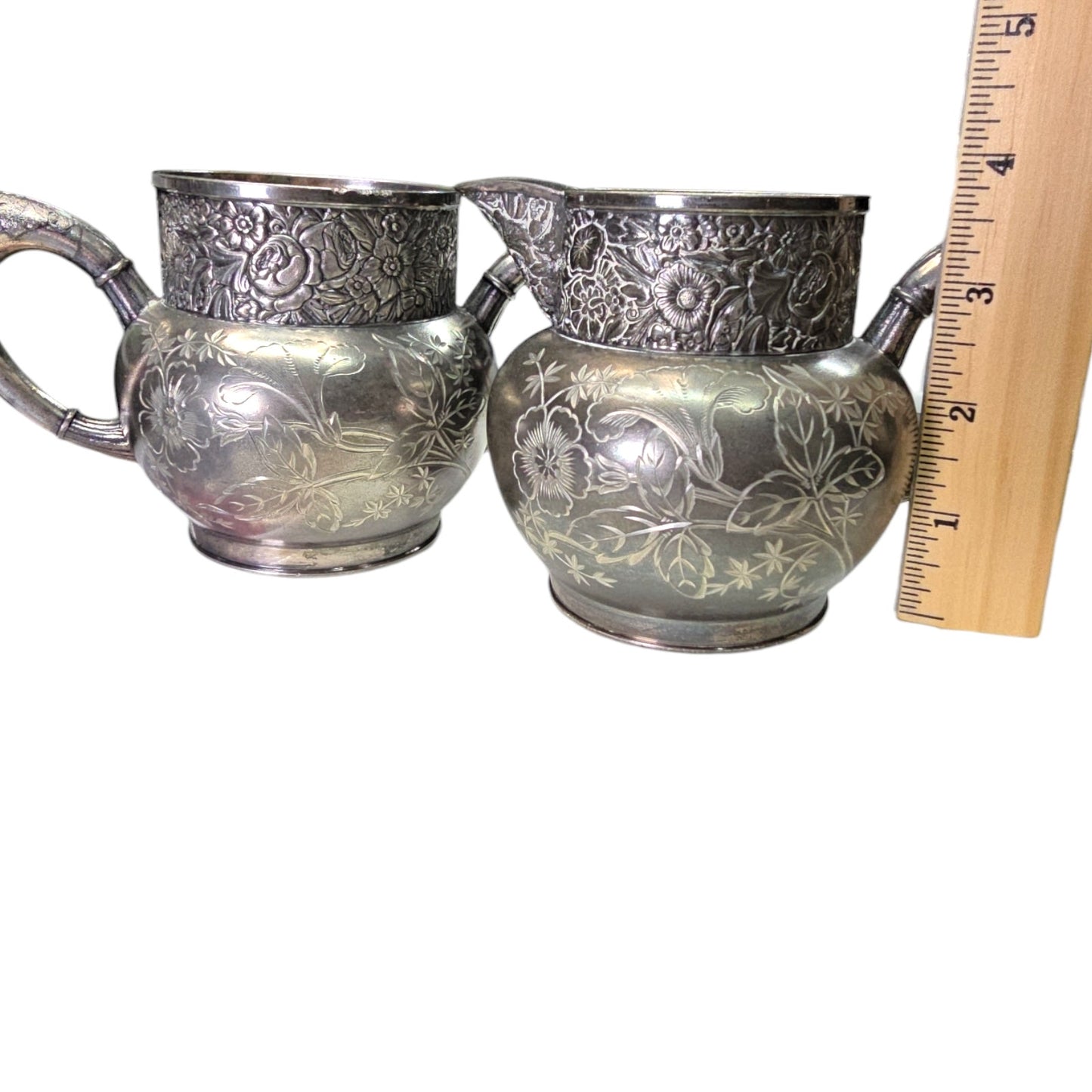 EG Webster & Son NY Tea Set, Quadruple Silver Plated, Hand White Metal