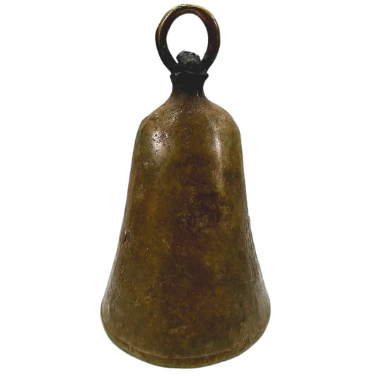 Vintage African Chamba Nigeria Brass Bell, Tribal Brass Metal Cattle Bell, Cow Bell, Rustic Bell, Benue Bell, 7" H x 4" W