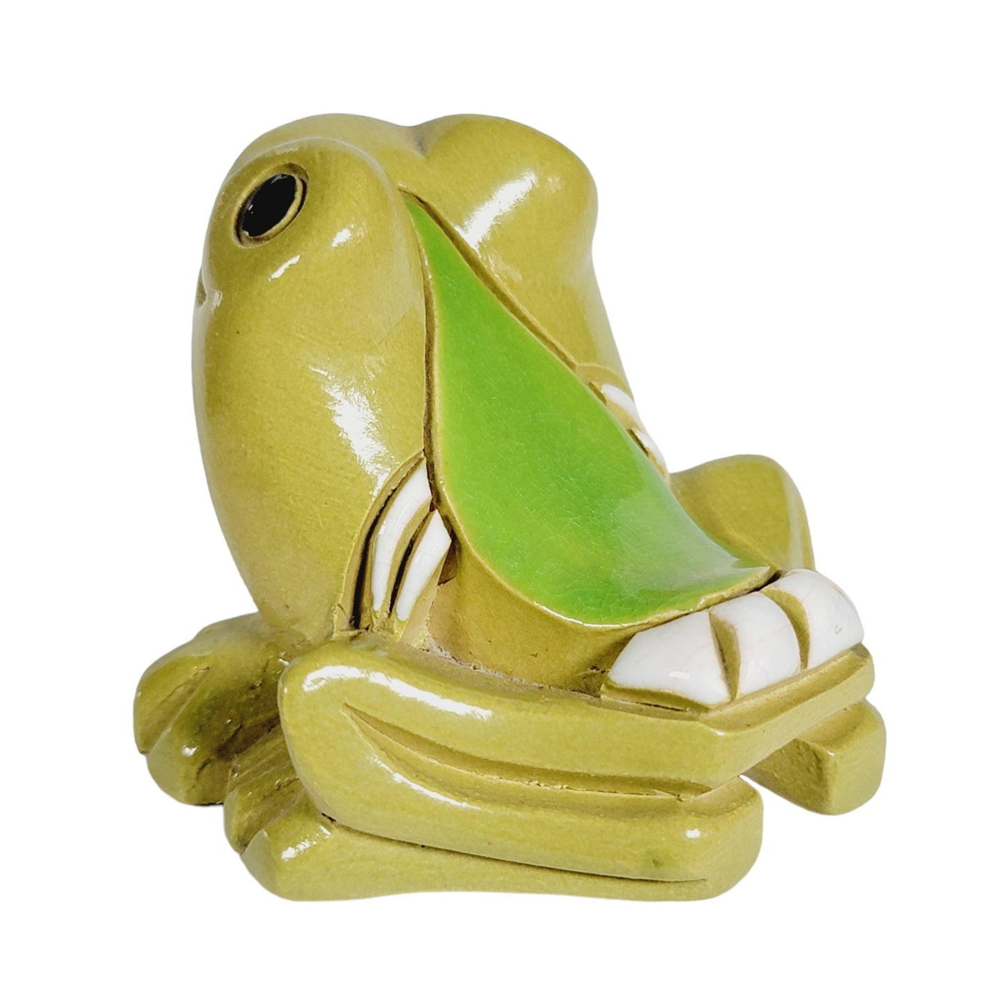 Artesania Rinconada Green Tree Liap Frog , Ceramic Frog Collectible Figurine