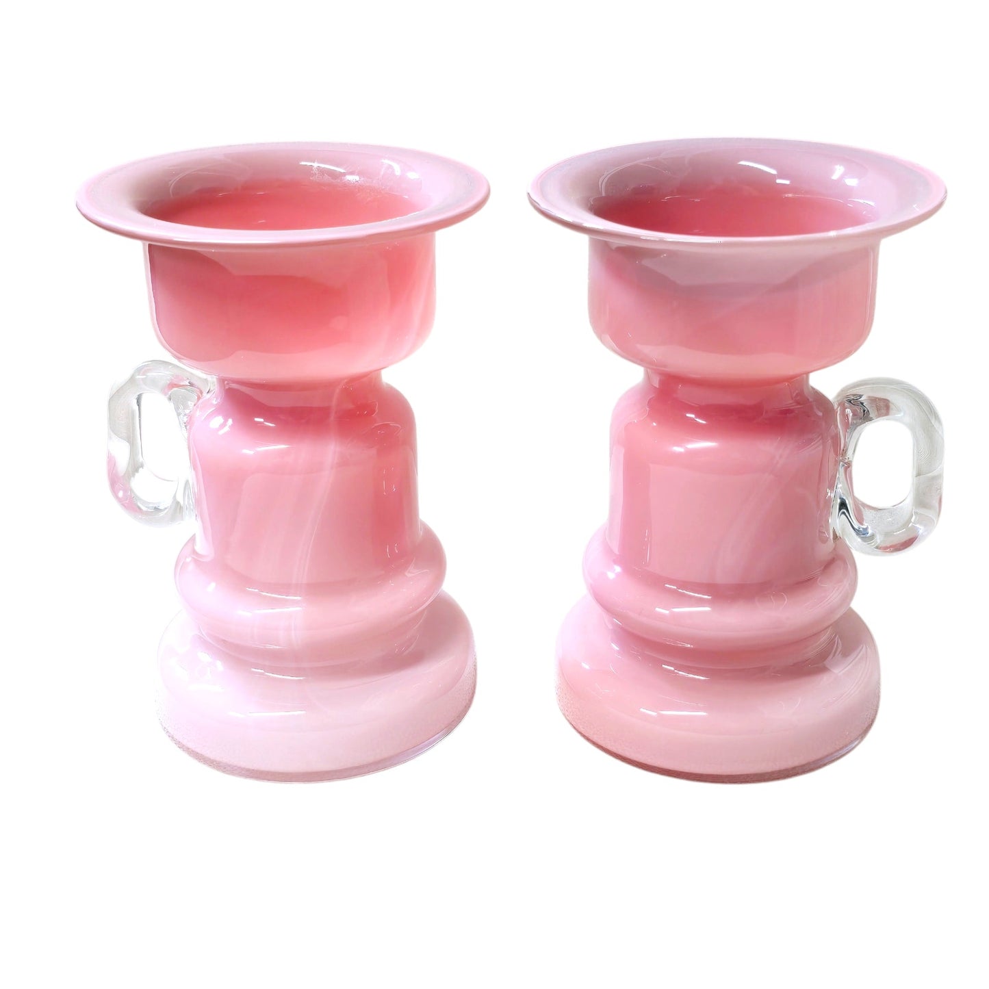 Pink Polish Glass Vases, Jerzy-Sluczan-Orkusz Midcentury Vintage Candle Holder