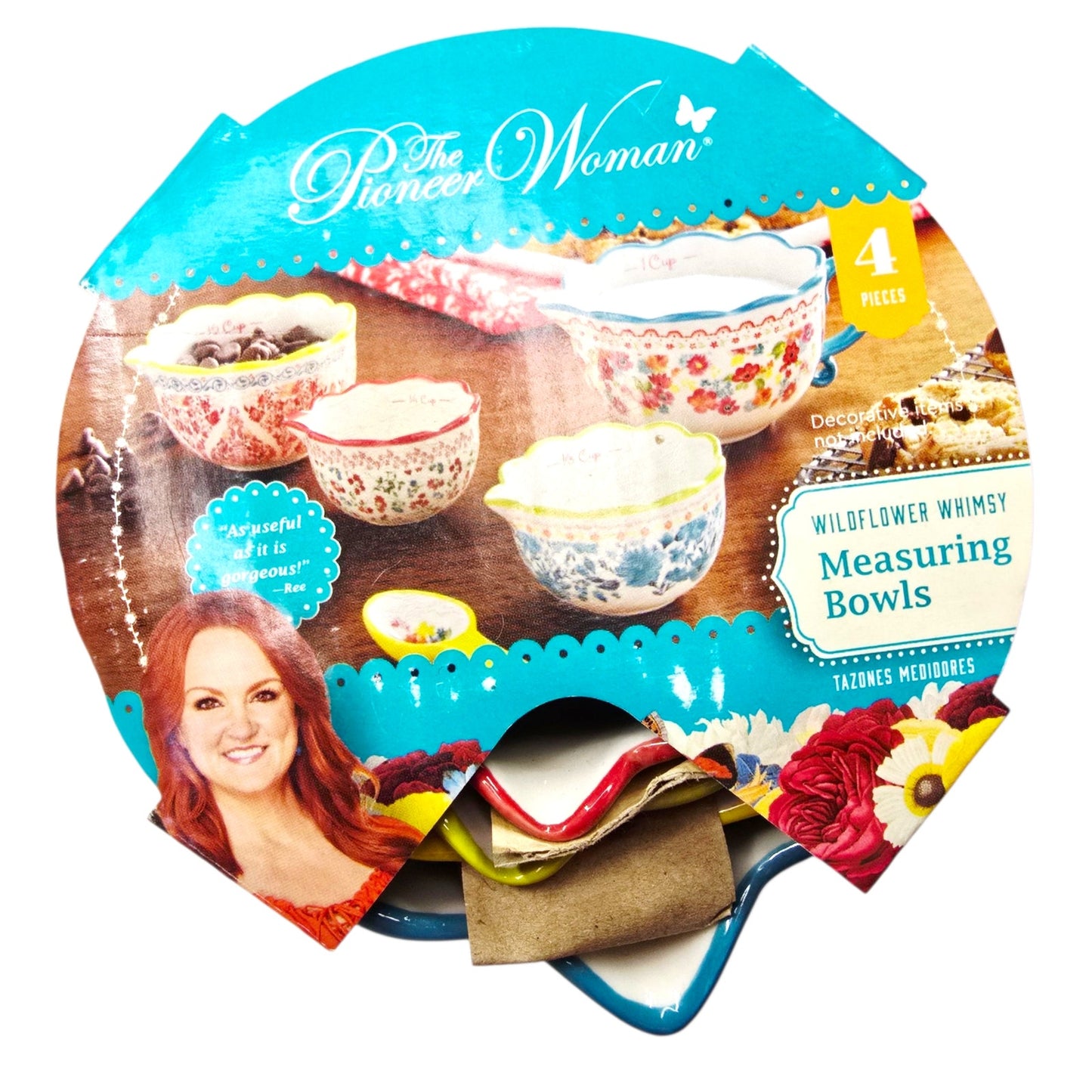 The Pioneer Woman Wildflower Whimsy Set of 4 Measuring Bowls 1 Cup 1/3, 1/2, 1/4