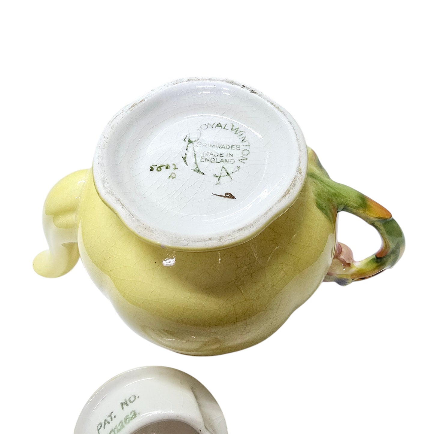 READ 1930's Royal Winton Grimewades Tiger Lily Teapot, Sugar Bowl? and Saucer Yellow