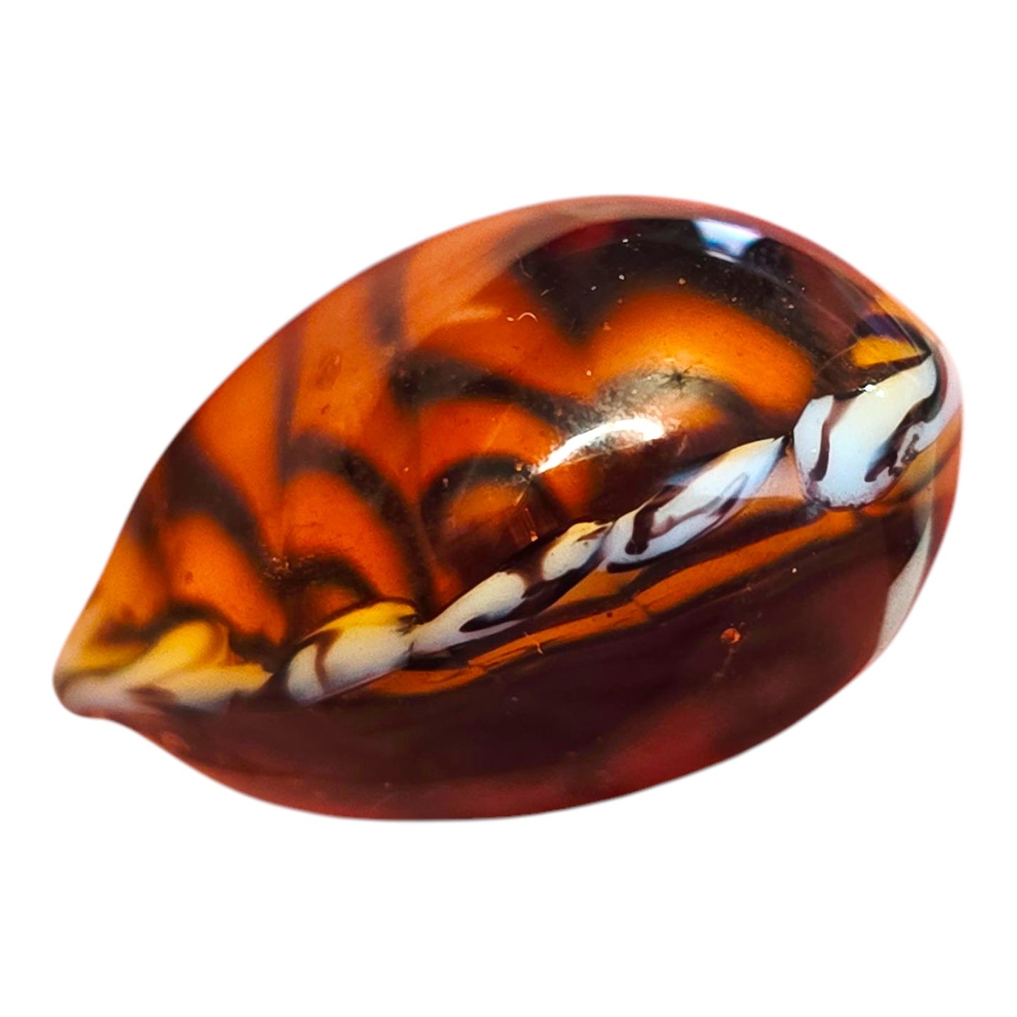 * Vintage Venetian Art Glass Heart Pendant Tiger Stripe Puffy Heart