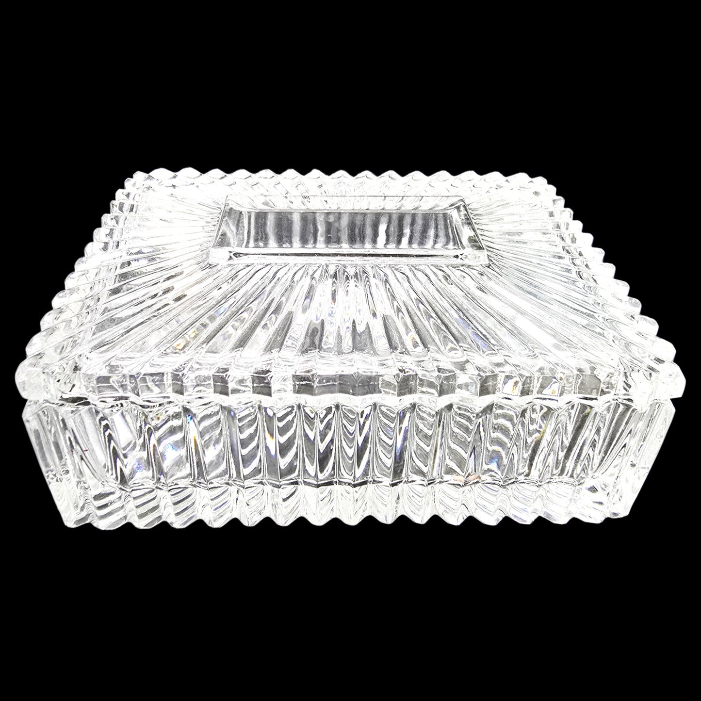 Vtg Godinger Crystal Legends 24% Lead Crystal Trinket Jewelry Box Dresser Box