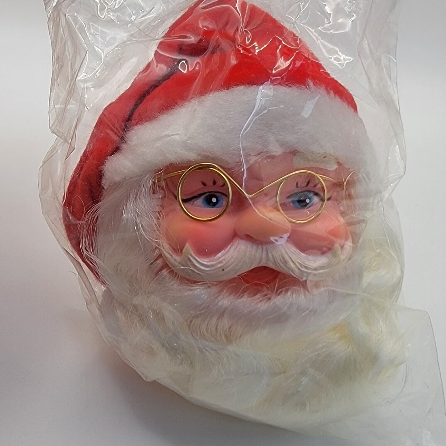 Vintage Santa Head Christmas Decoration Plastic Face Santa Claus Head Ornament