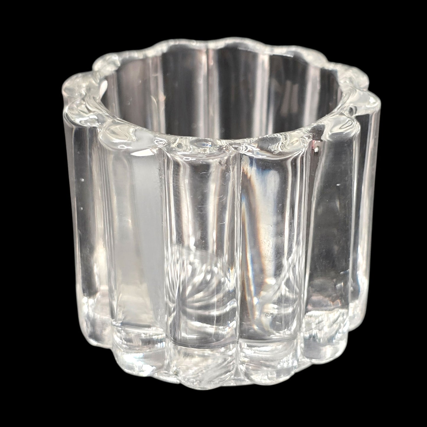 Vintage Heisey Crystolite Mustard Pot Glass Open Salt Sugar Ornate Floral Spoon