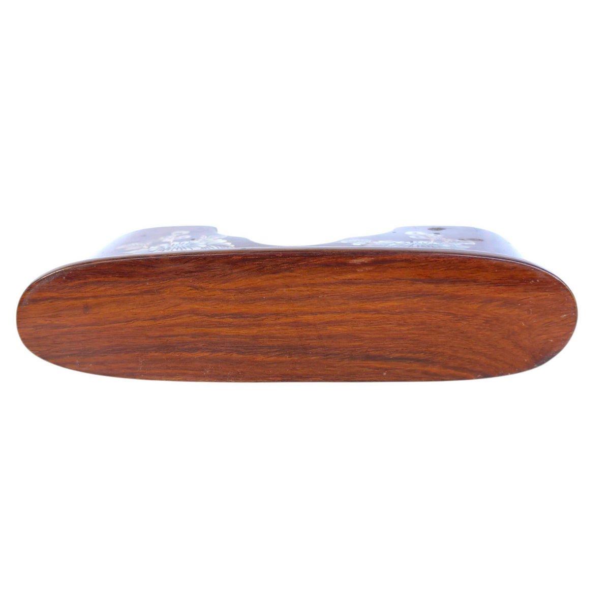 Vintage Wood Desk Organizer Mother of Pearl Inlay Memo Pen Holder Business Card