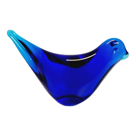 Blue Art Glass Hand Blown Glass Cobalt Blue Bird- Lynn T