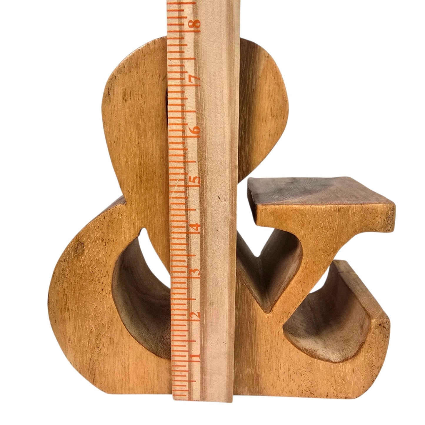 Vintage Hand Carved Wooden Ampersand Sign Large 3D Block Symbol & Bookend