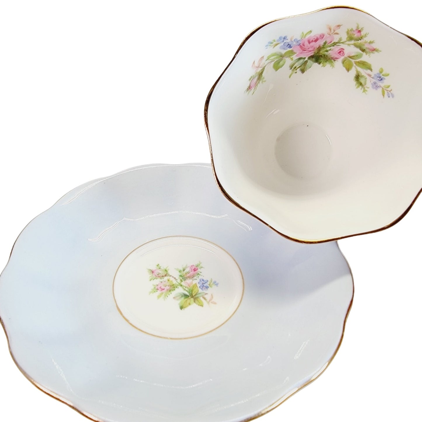 Royal Albert Harlequin "Moss Rose" Teacup and Saucer, Bone China, England