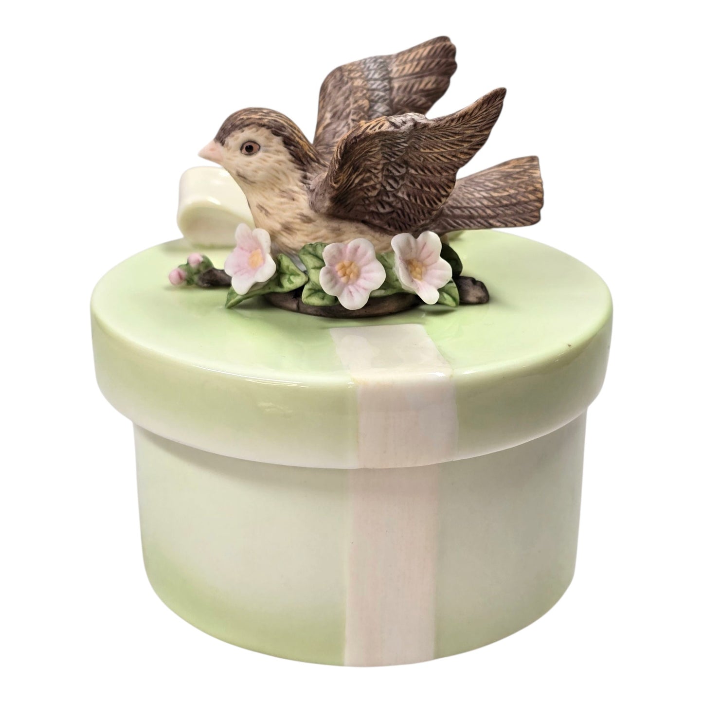 Vtg 2009 Crystal Cathedral Sparrows Club Trinket Box Bird Bloom Where Planted