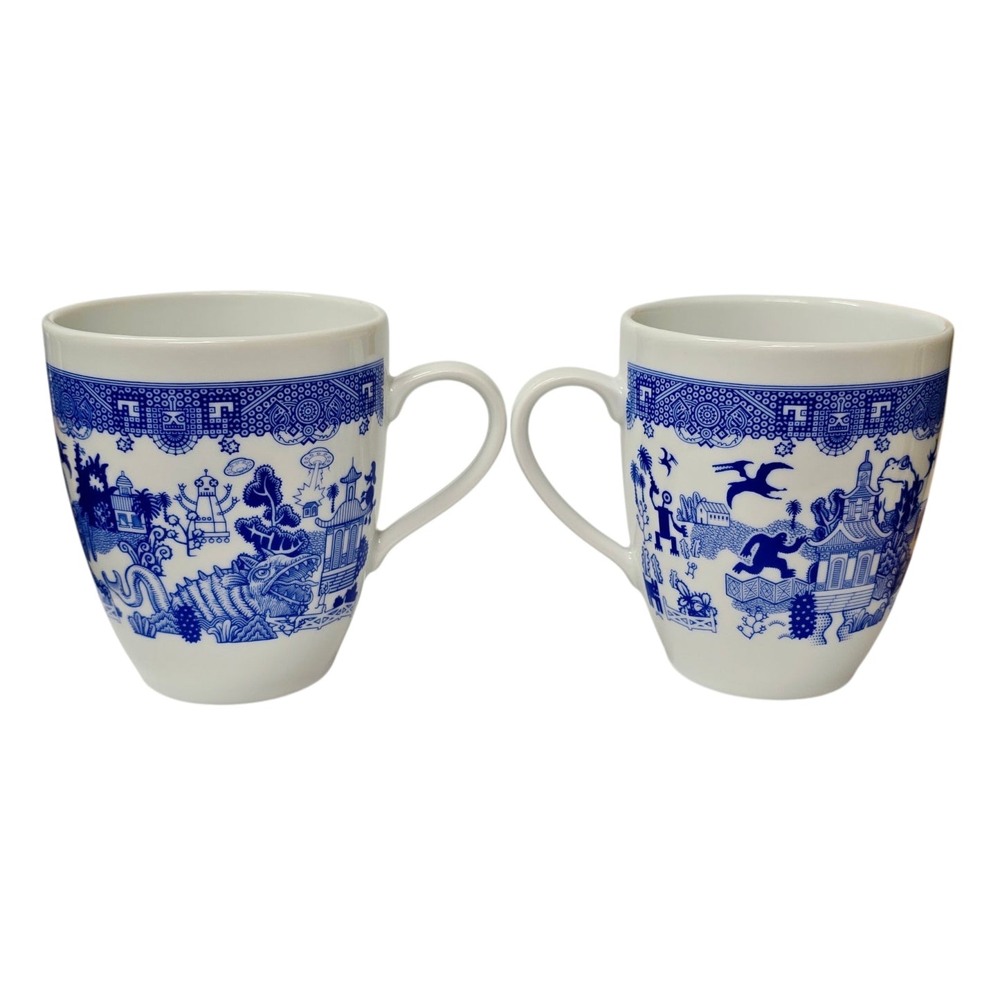Calamityware Things Could Be Worse Mugs Set of 2 Blue White Porcelain Coffee Mug