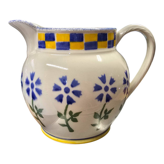Vtg Laura Ashley Annabel Pitcher 32oz Hand Decorated England Farmhouse Chic Grandmillennial Decor Yellow Blue